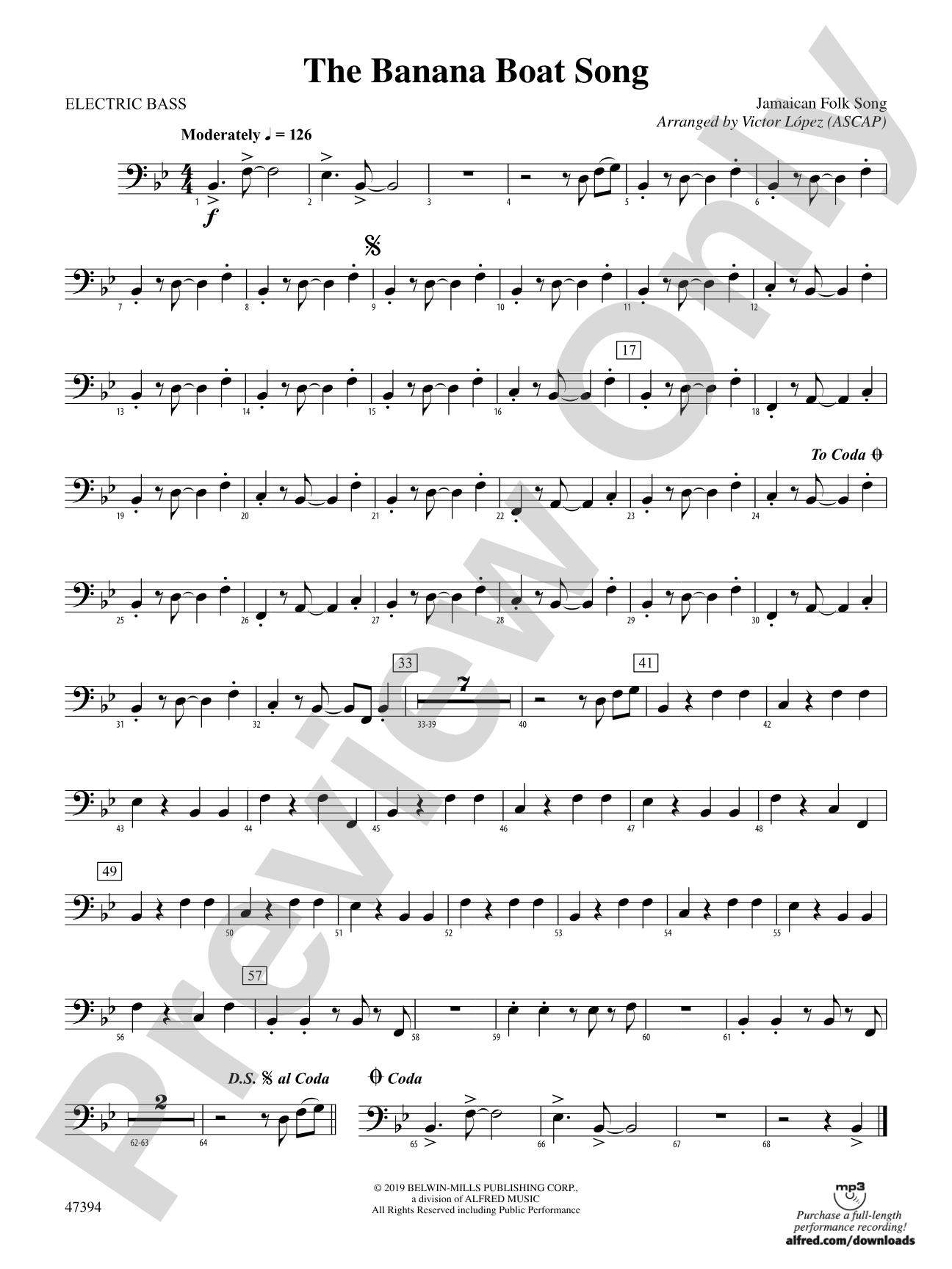 The Banana Boat Song: Electric Bass