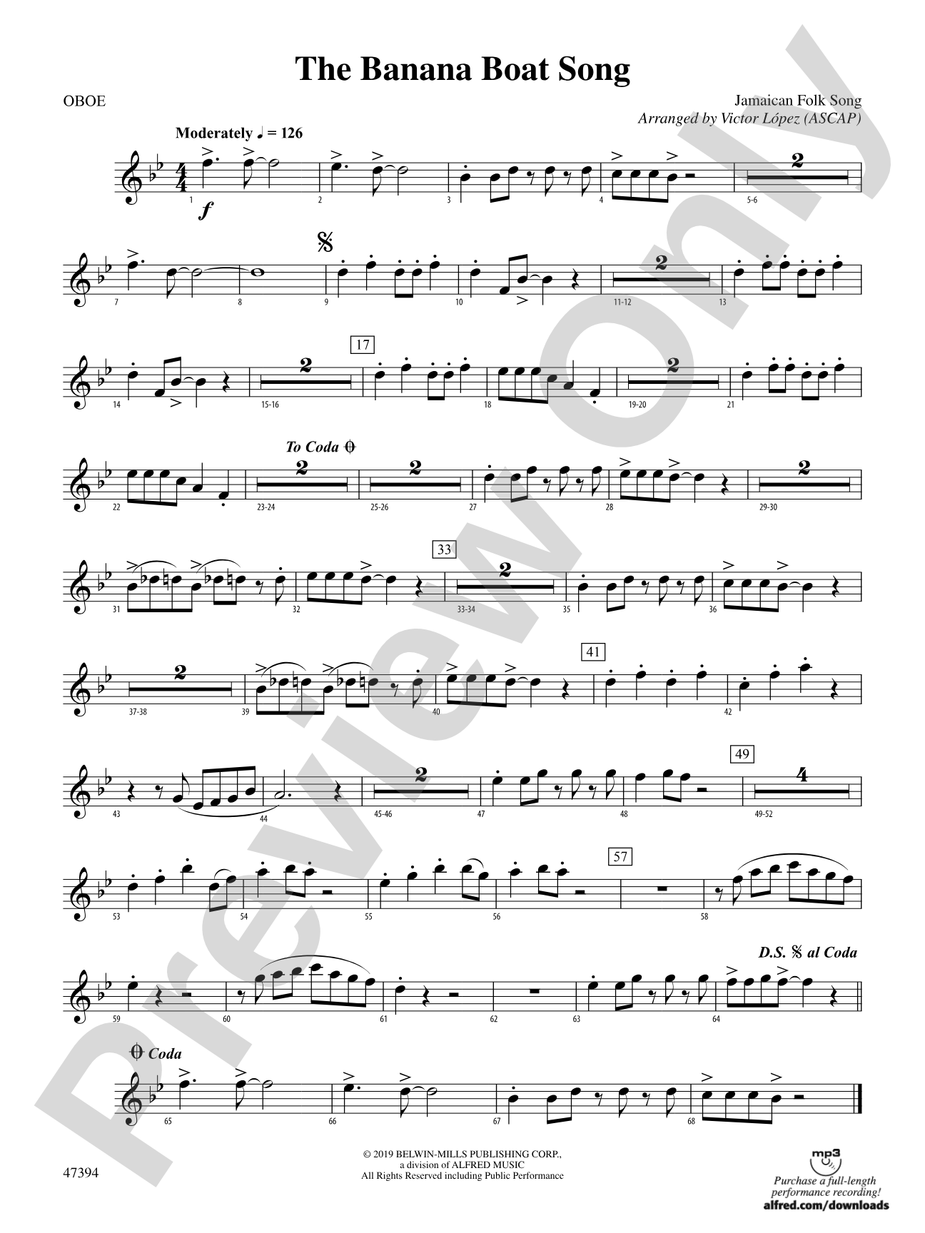 The Banana Boat Song: Oboe