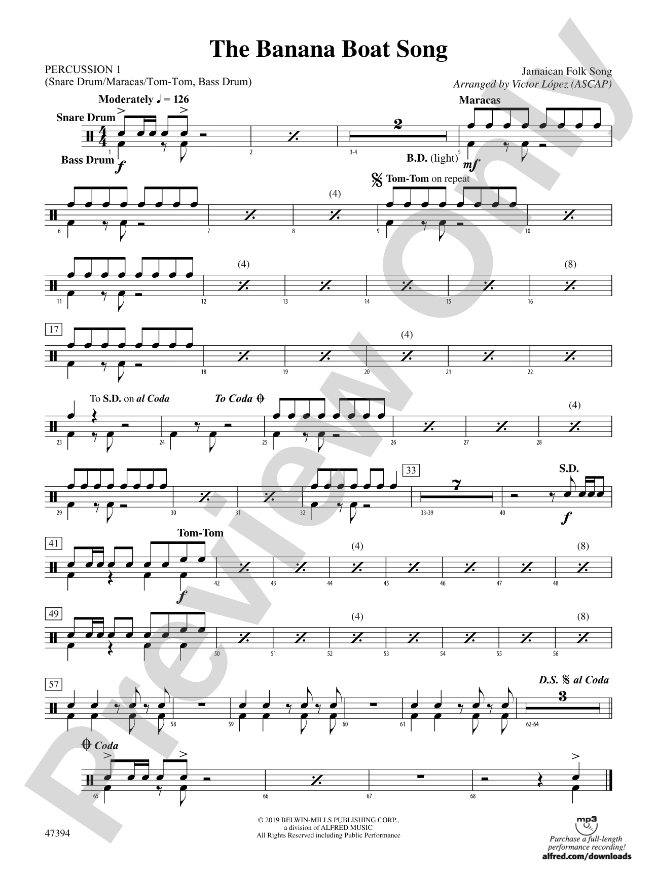 The Banana Boat Song: 1st Percussion