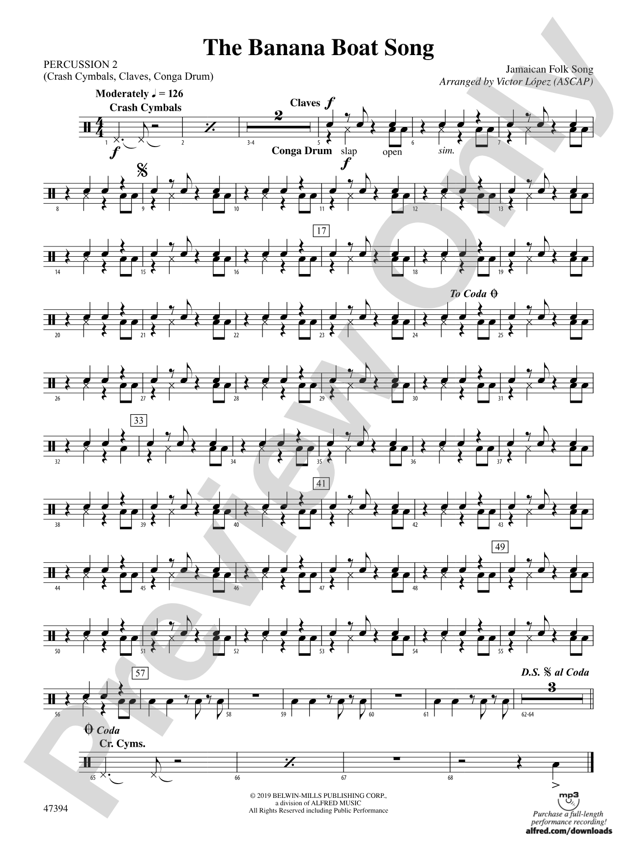 The Banana Boat Song: 2nd Percussion