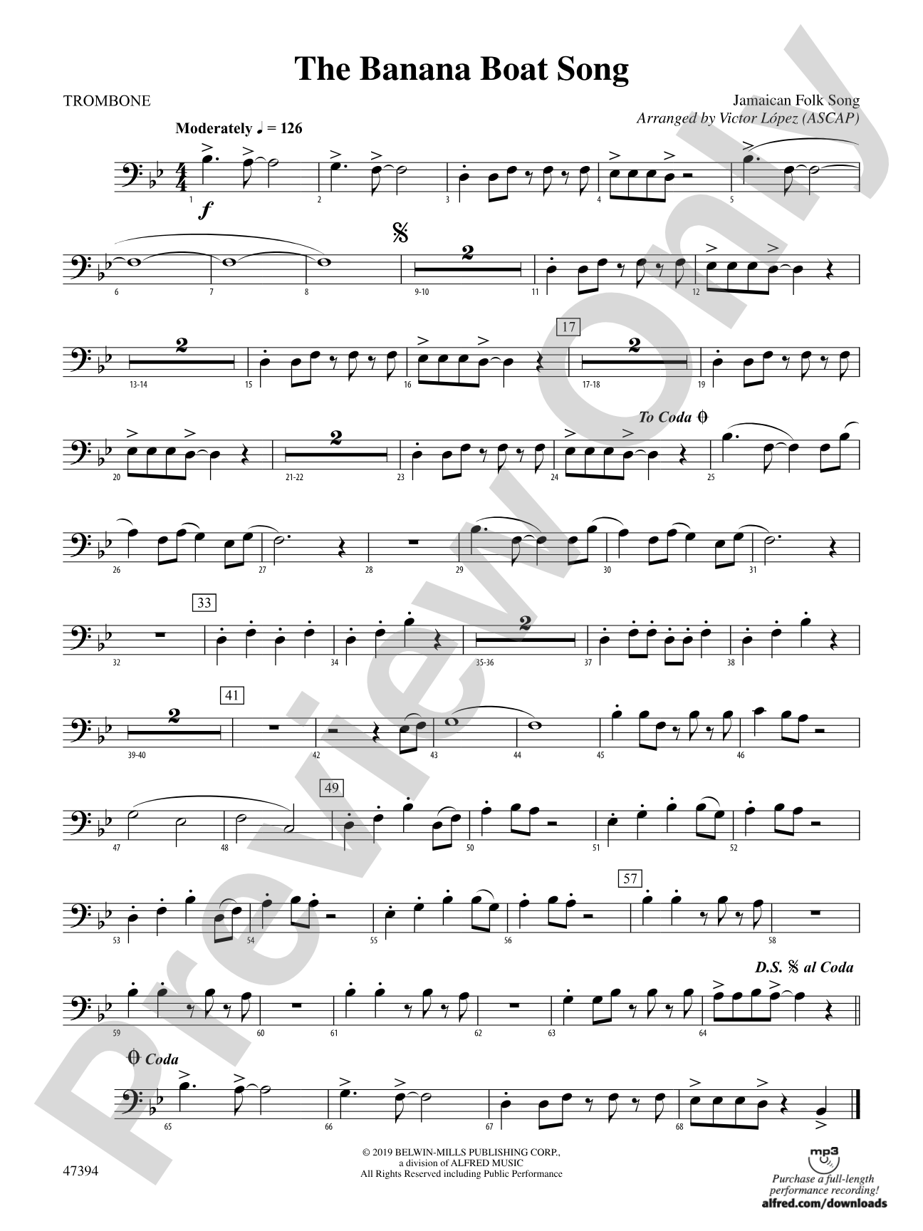 The Banana Boat Song: 1st Trombone