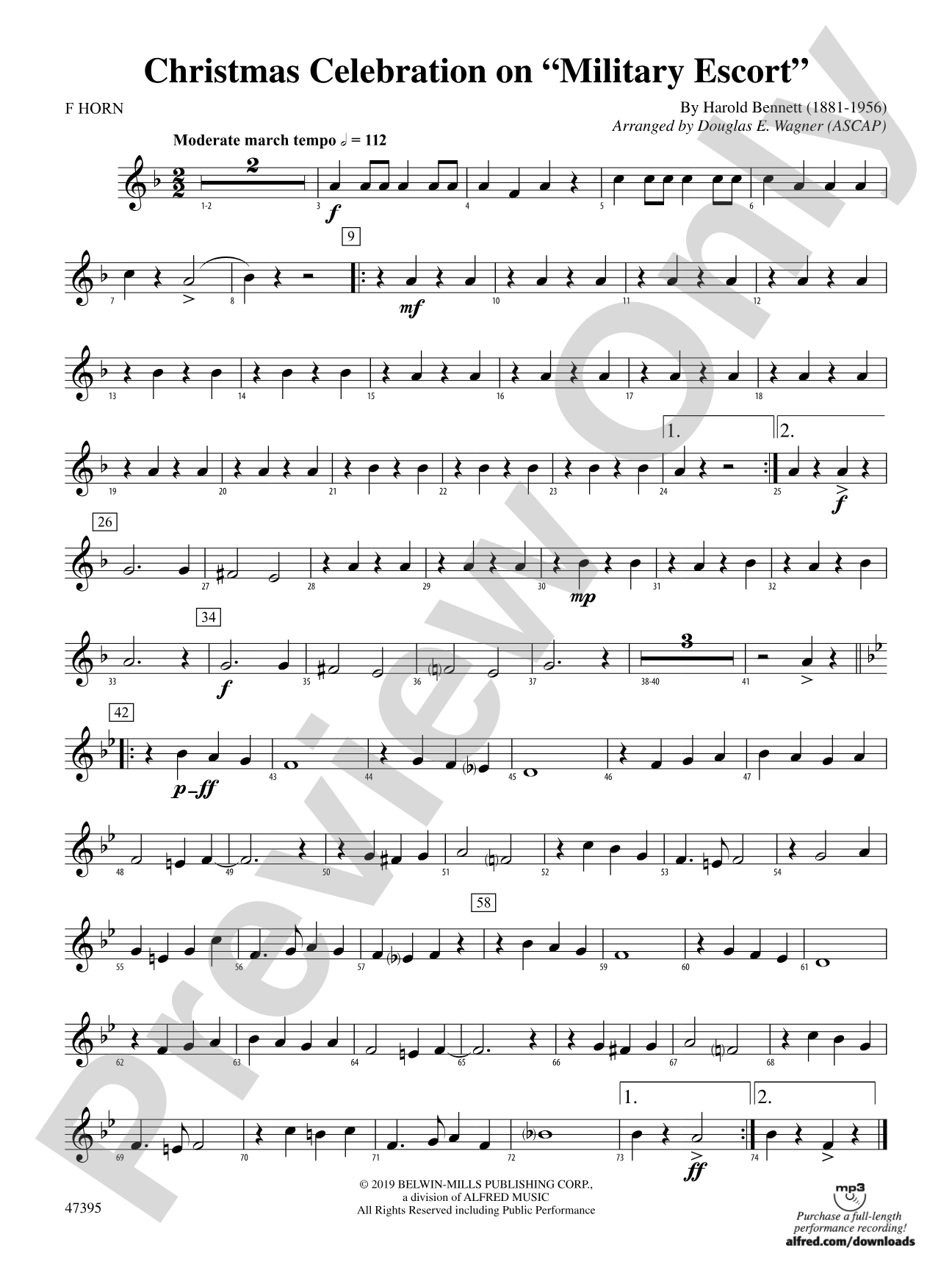 Christmas Celebration on "Military Escort": 1st F Horn