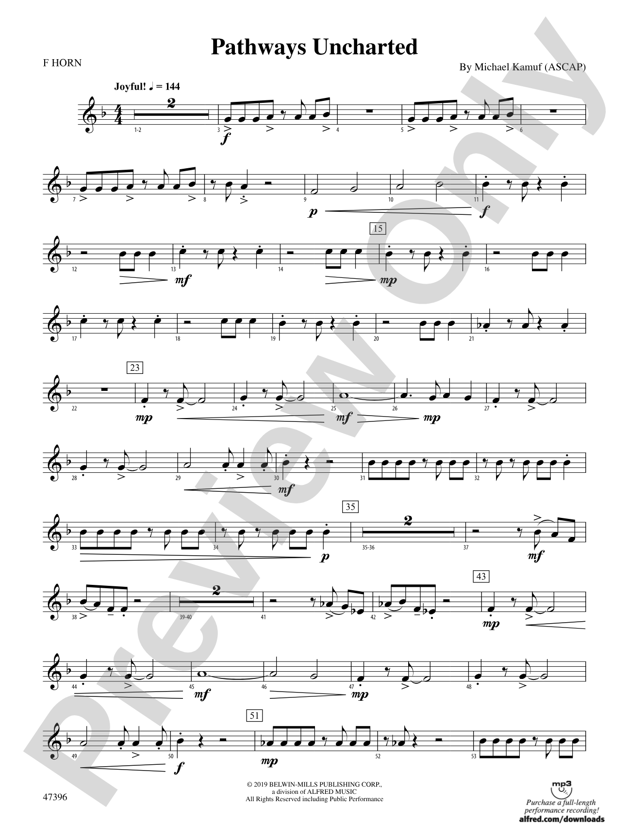 Pathways Uncharted: 1st F Horn
