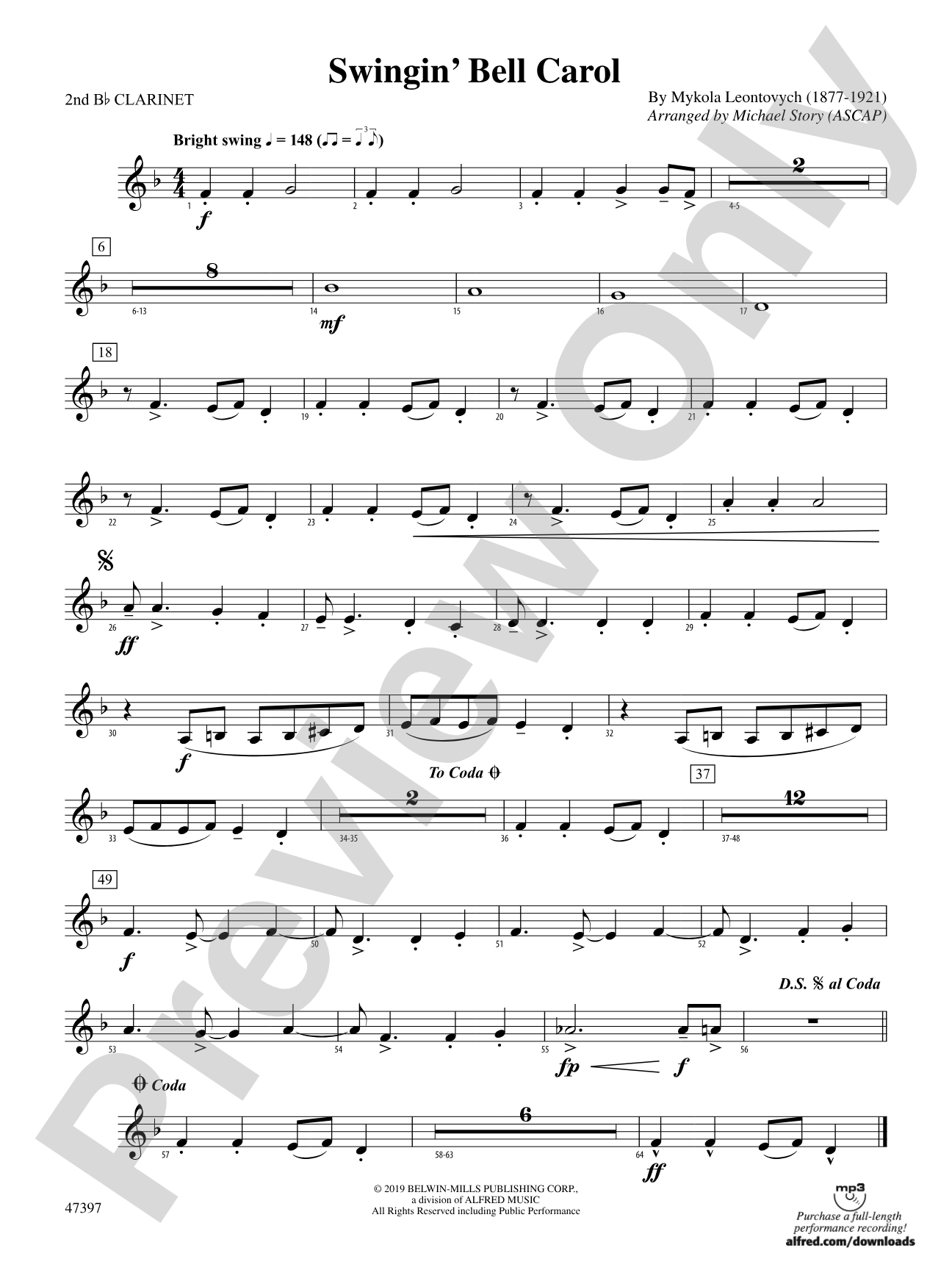 Swingin' Bell Carol: 2nd B-flat Clarinet
