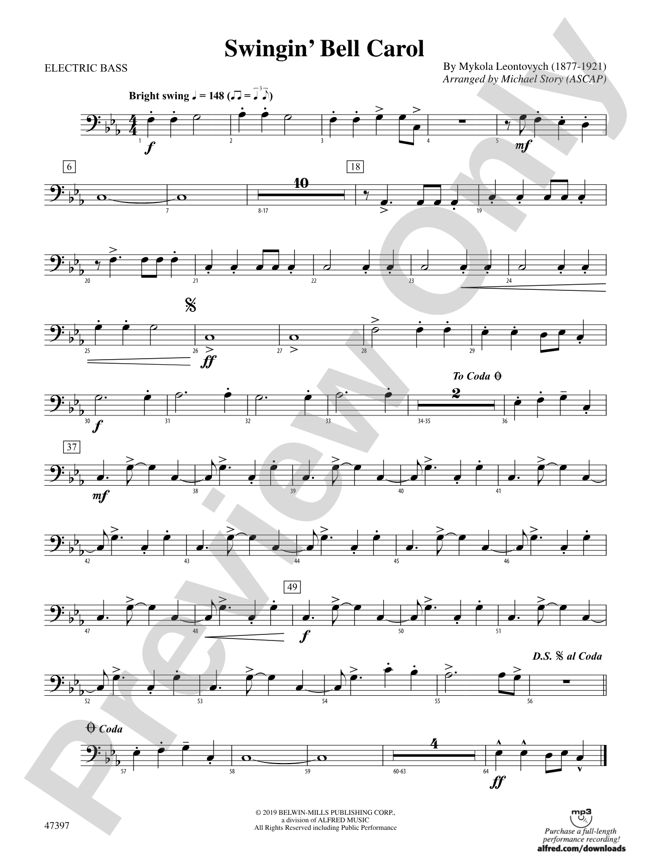 Swingin' Bell Carol: Electric Bass