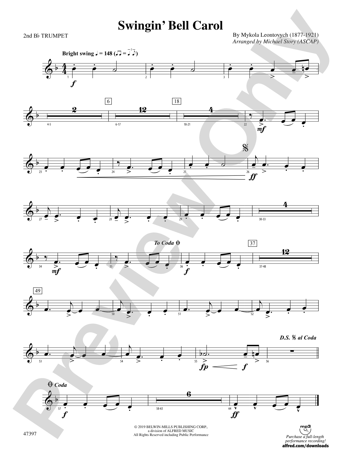 Swingin' Bell Carol: 2nd B-flat Trumpet