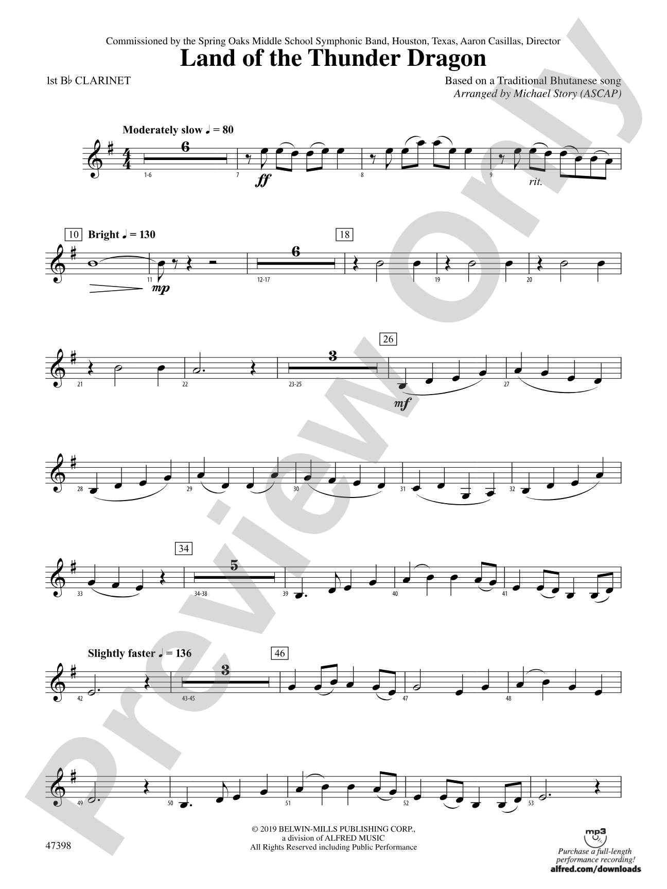 Land of the Thunder Dragon: 1st B-flat Clarinet