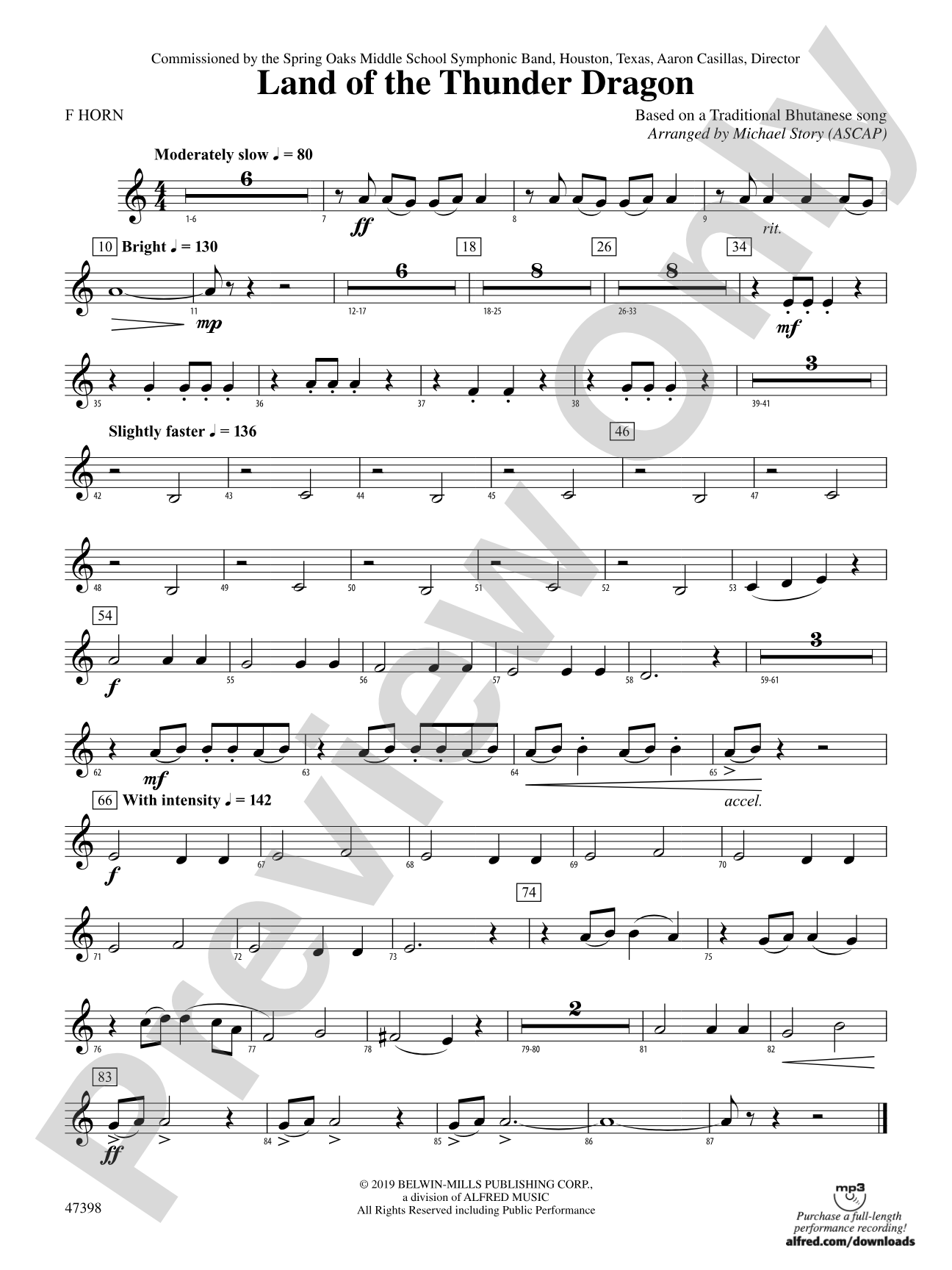 Land of the Thunder Dragon: 1st F Horn