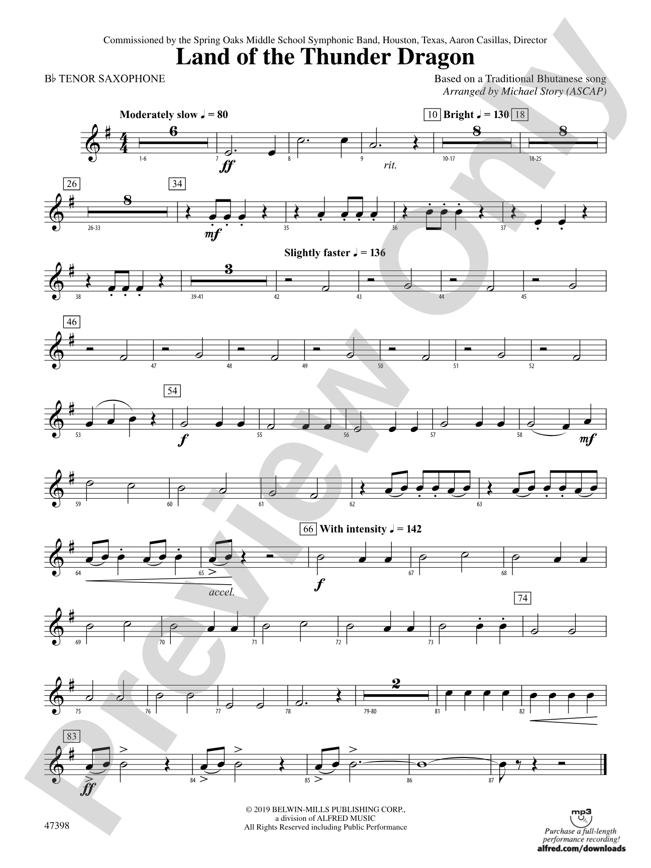 Land of the Thunder Dragon: B-flat Tenor Saxophone