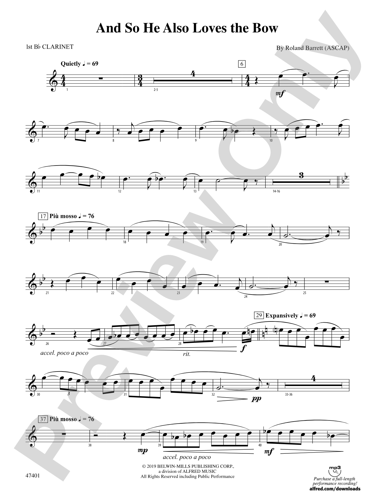 And So He Also Loves the Bow: 1st B-flat Clarinet