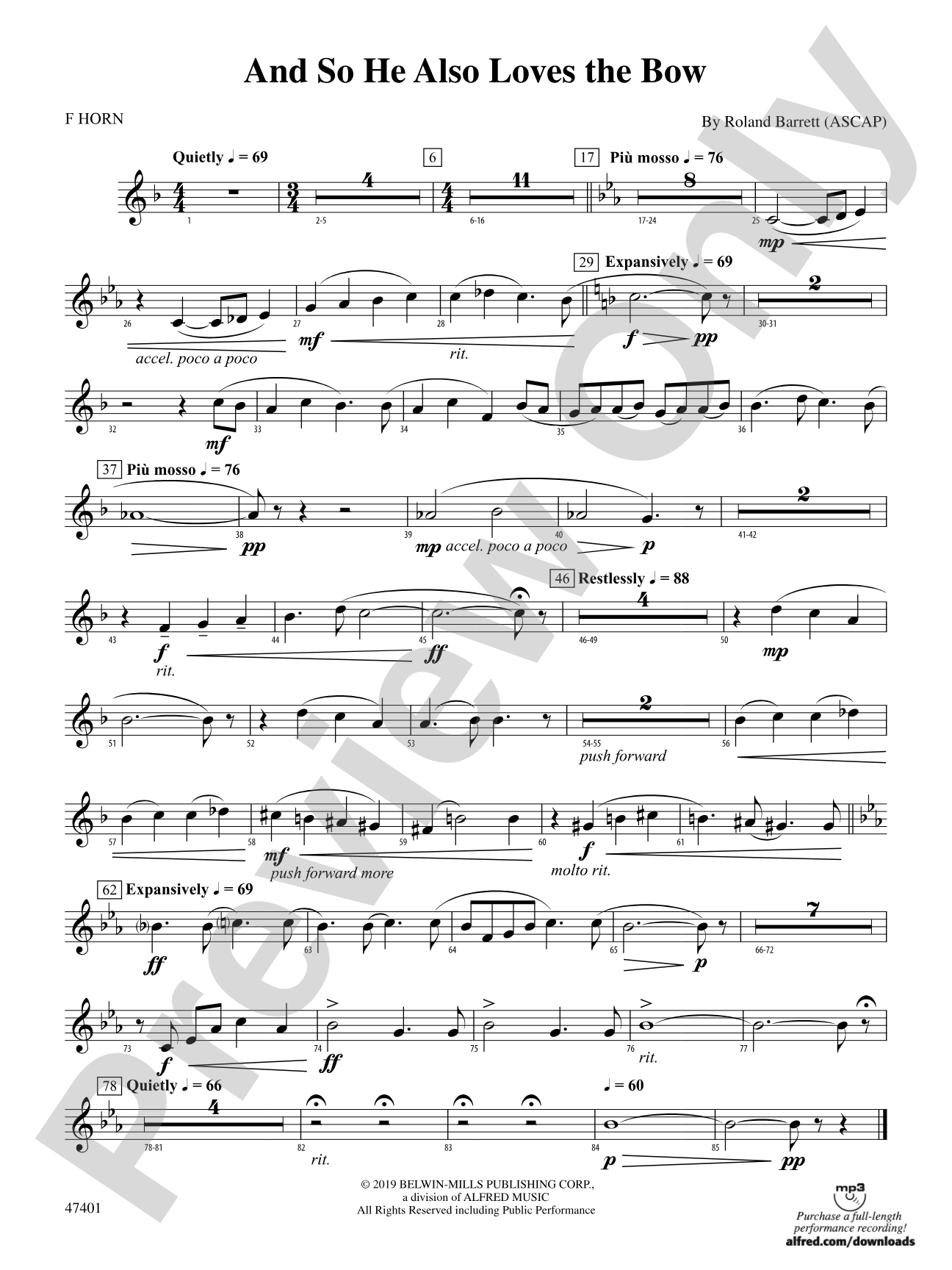 And So He Also Loves the Bow: 1st F Horn