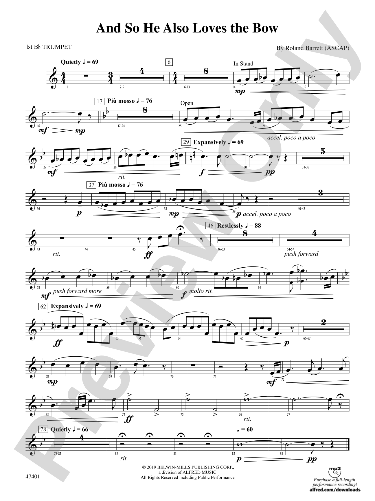 And So He Also Loves the Bow: 1st B-flat Trumpet