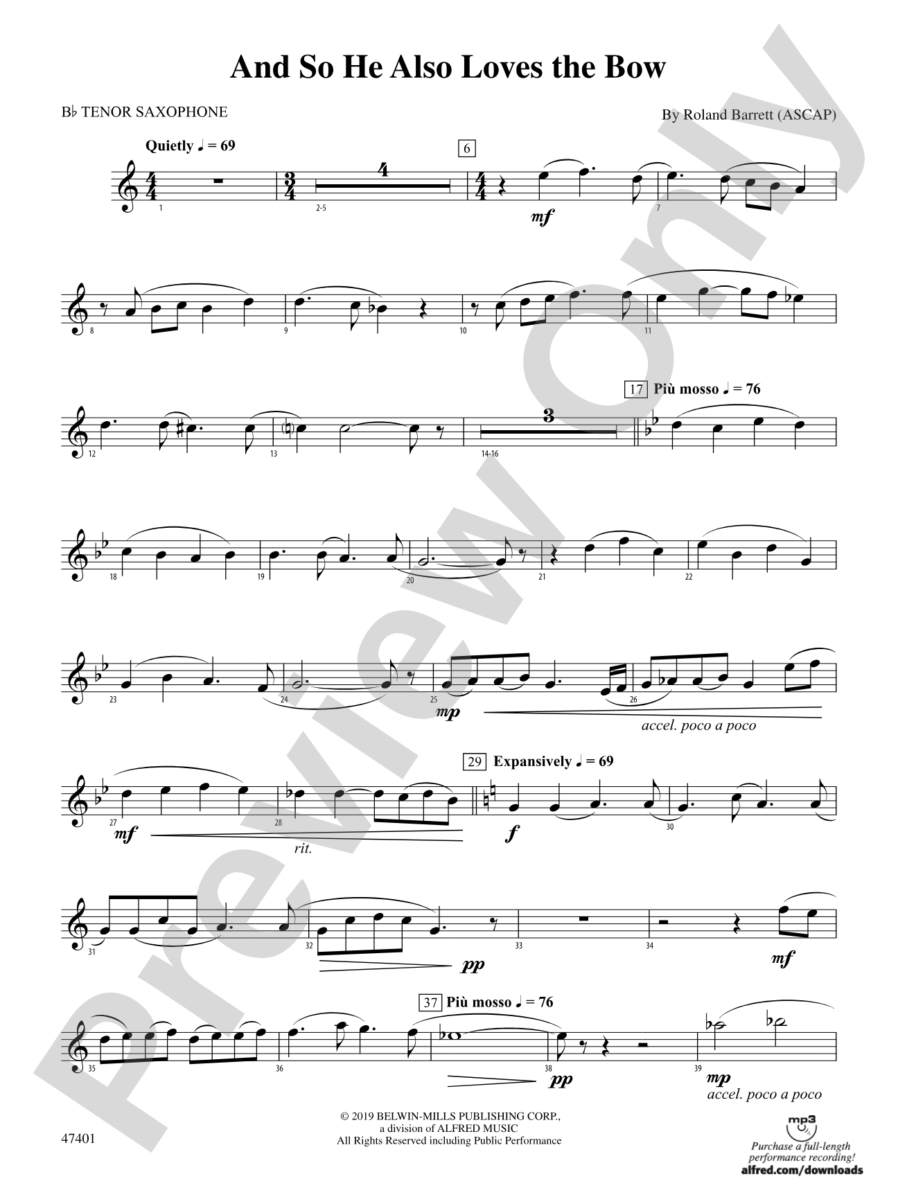 And So He Also Loves the Bow: B-flat Tenor Saxophone