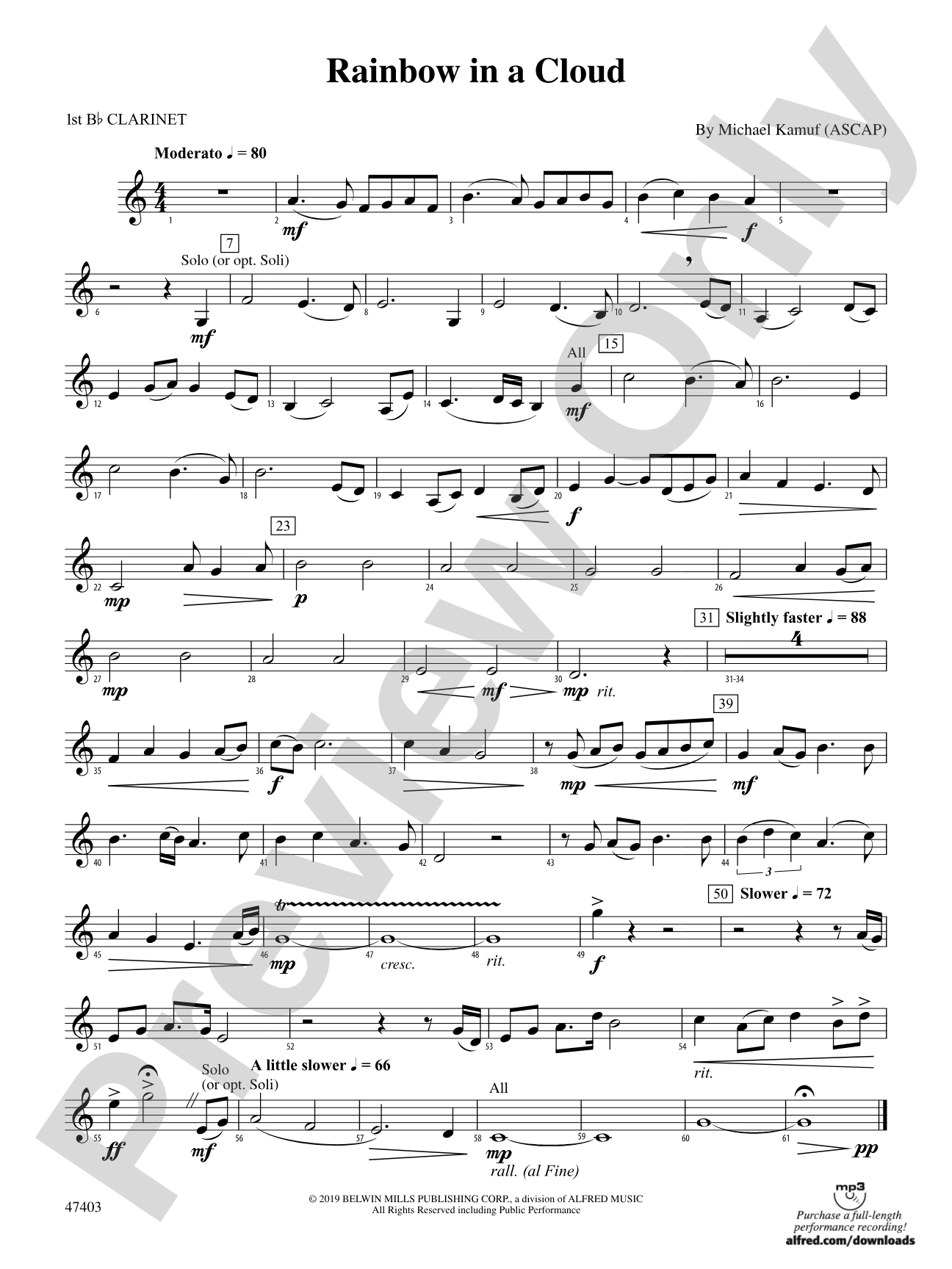 Rainbow in a Cloud: 1st B-flat Clarinet
