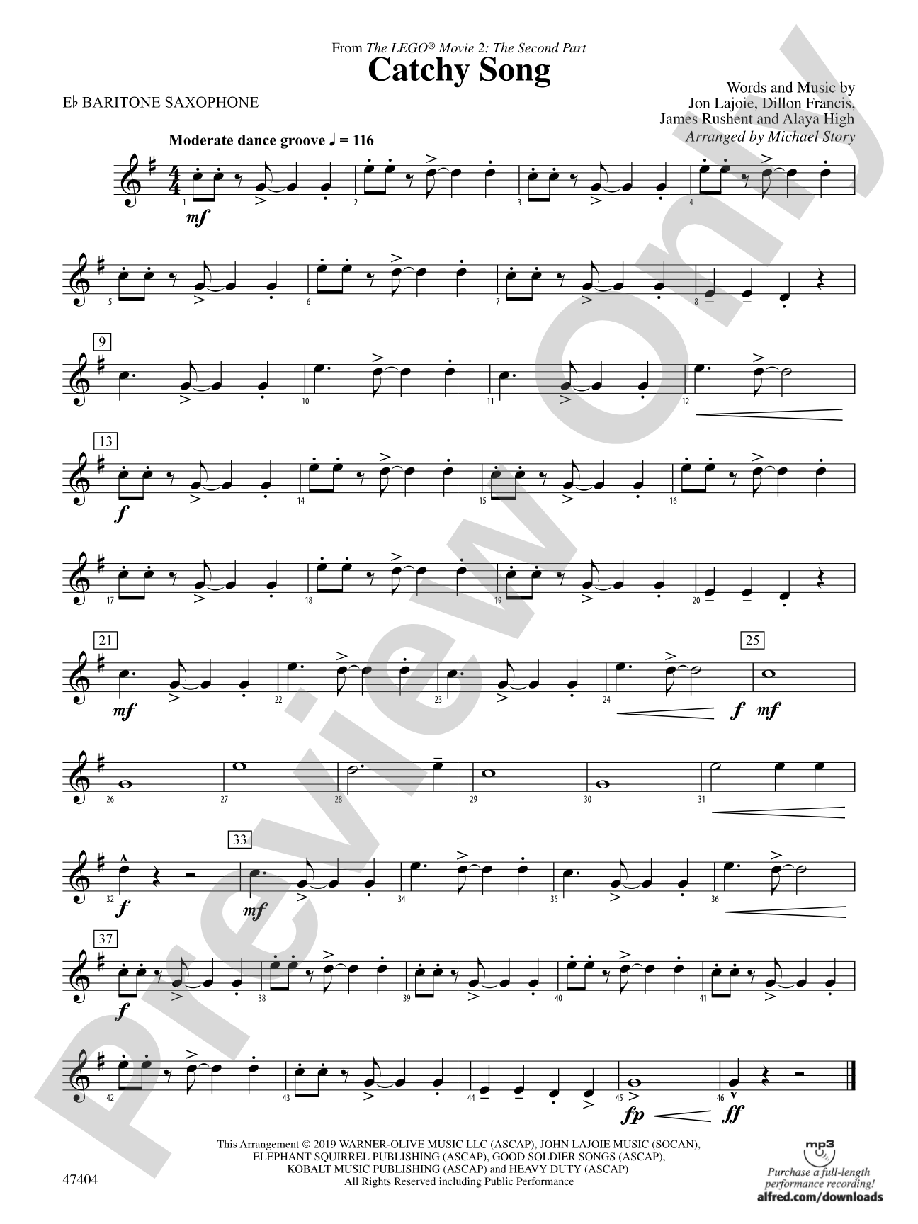Catchy Song: E-flat Baritone Saxophone