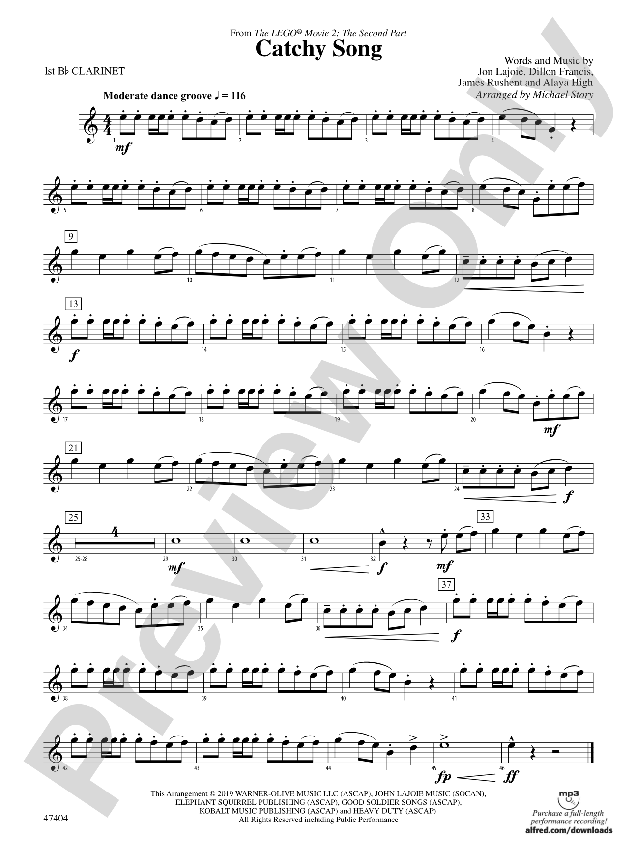 Catchy Song: 1st B-flat Clarinet