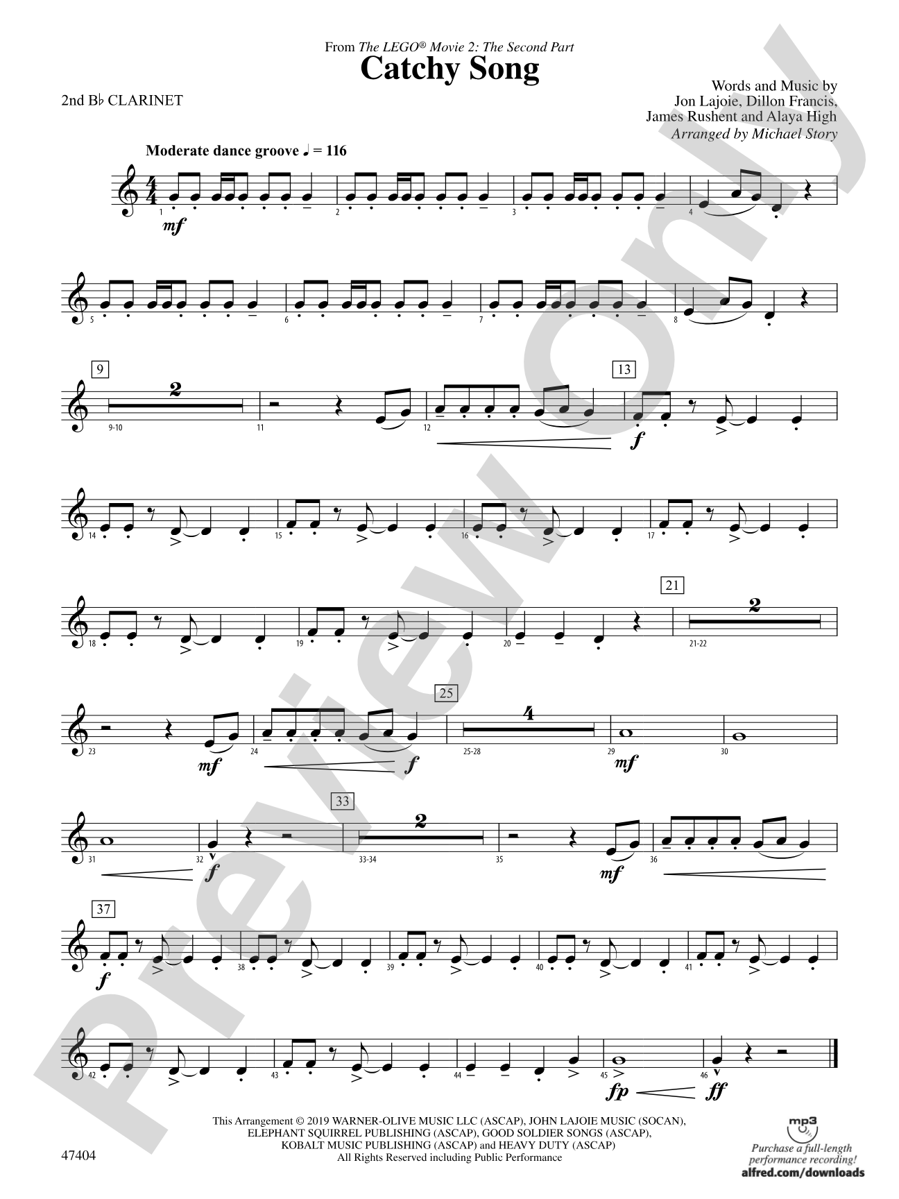 Catchy Song: 2nd B-flat Clarinet