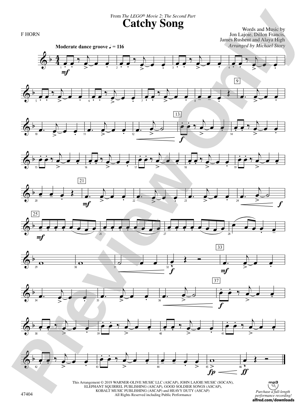Catchy Song: 1st F Horn