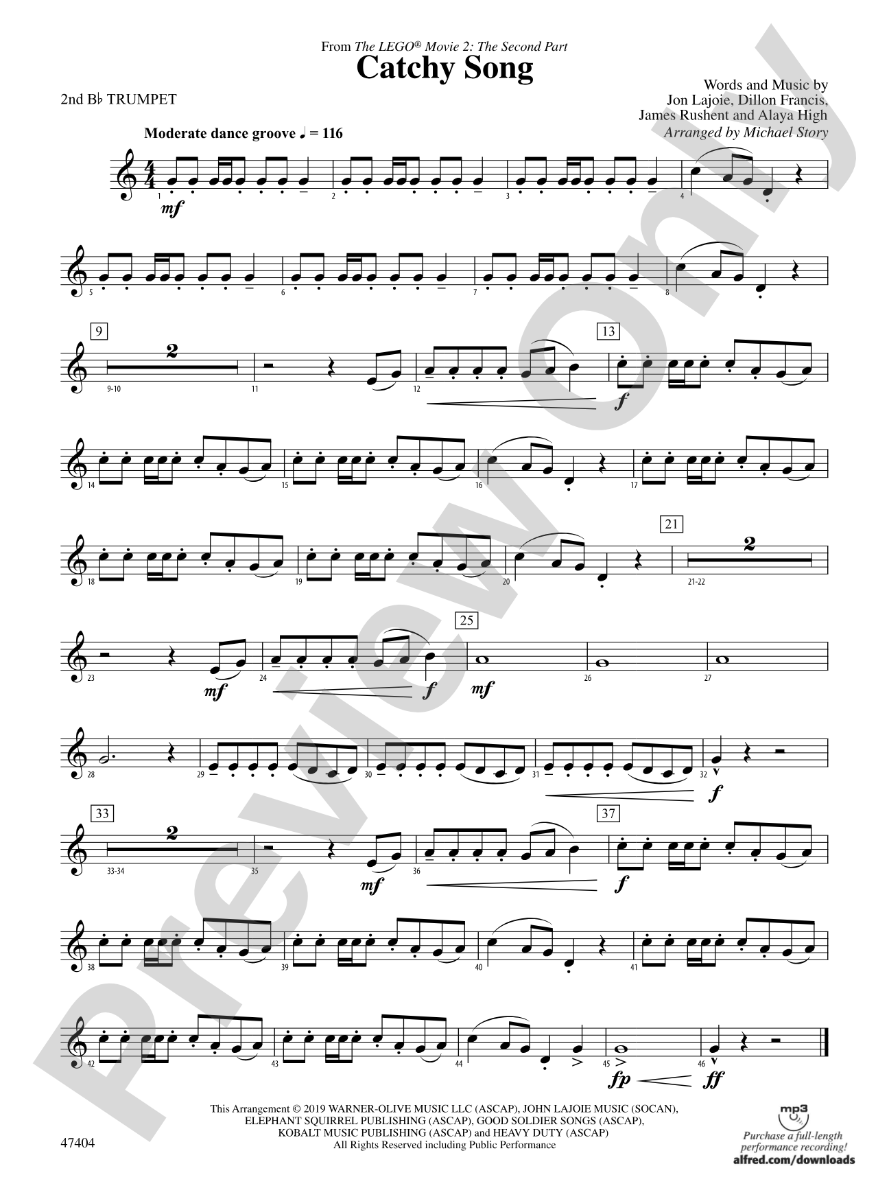 Catchy Song: 2nd B-flat Trumpet
