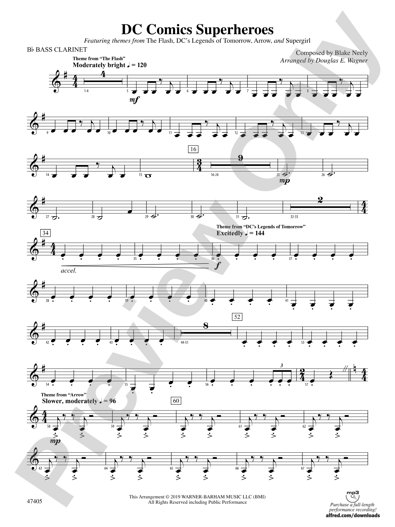 DC Comics Superheroes: B-flat Bass Clarinet