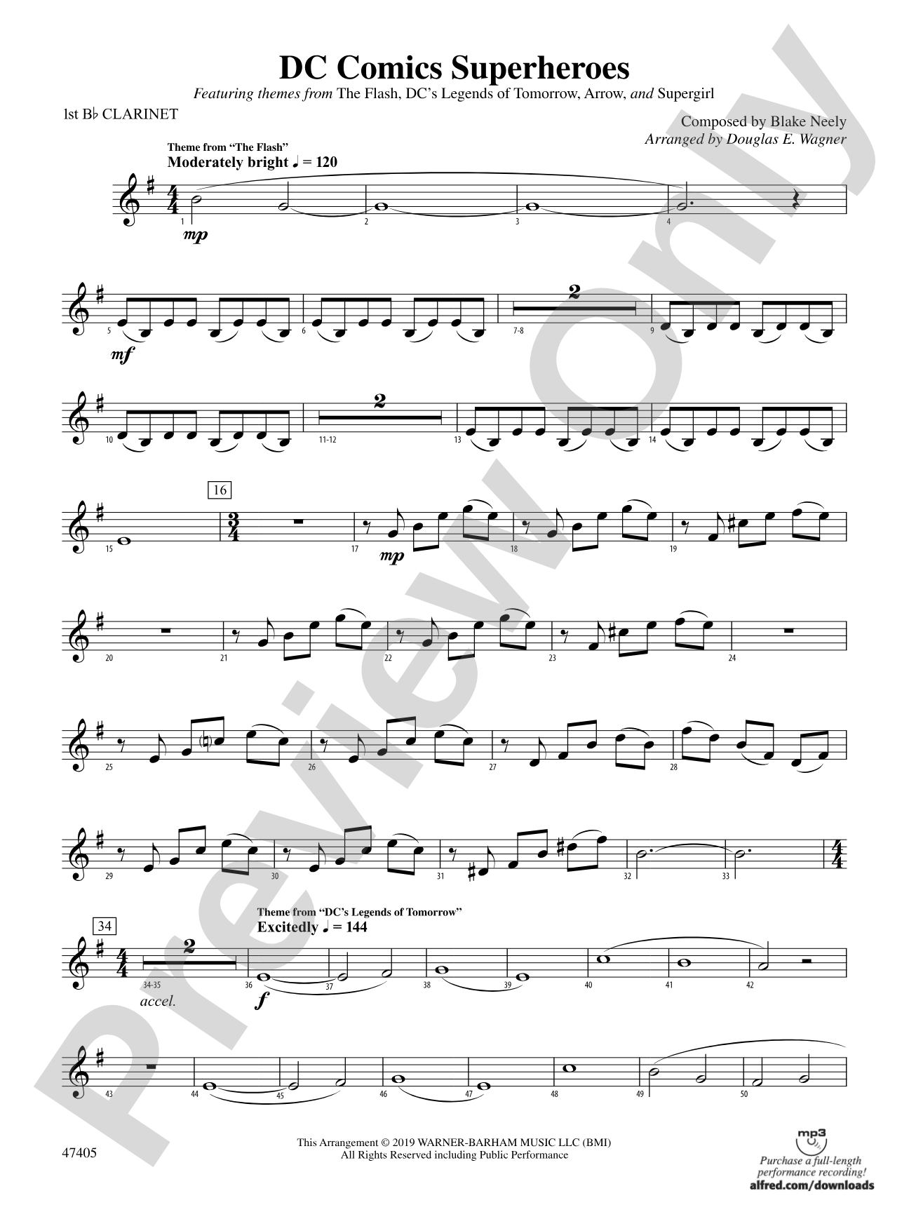 DC Comics Superheroes: 1st B-flat Clarinet