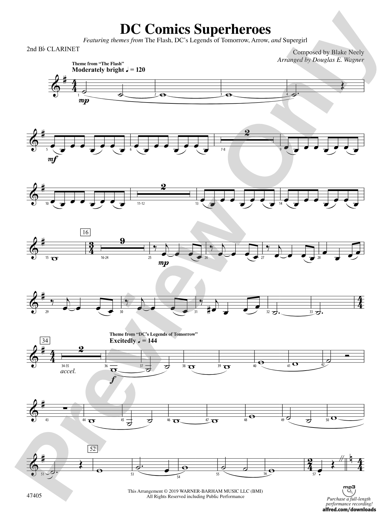 DC Comics Superheroes: 2nd B-flat Clarinet