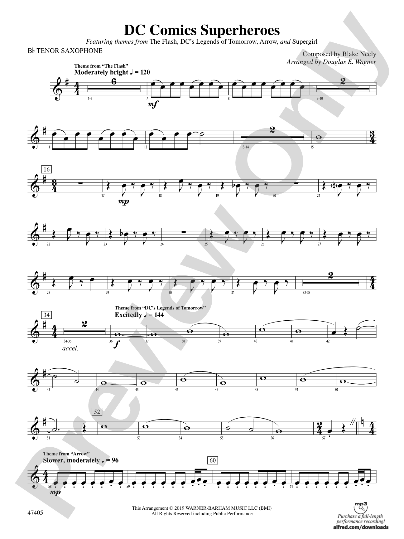 DC Comics Superheroes: B-flat Tenor Saxophone