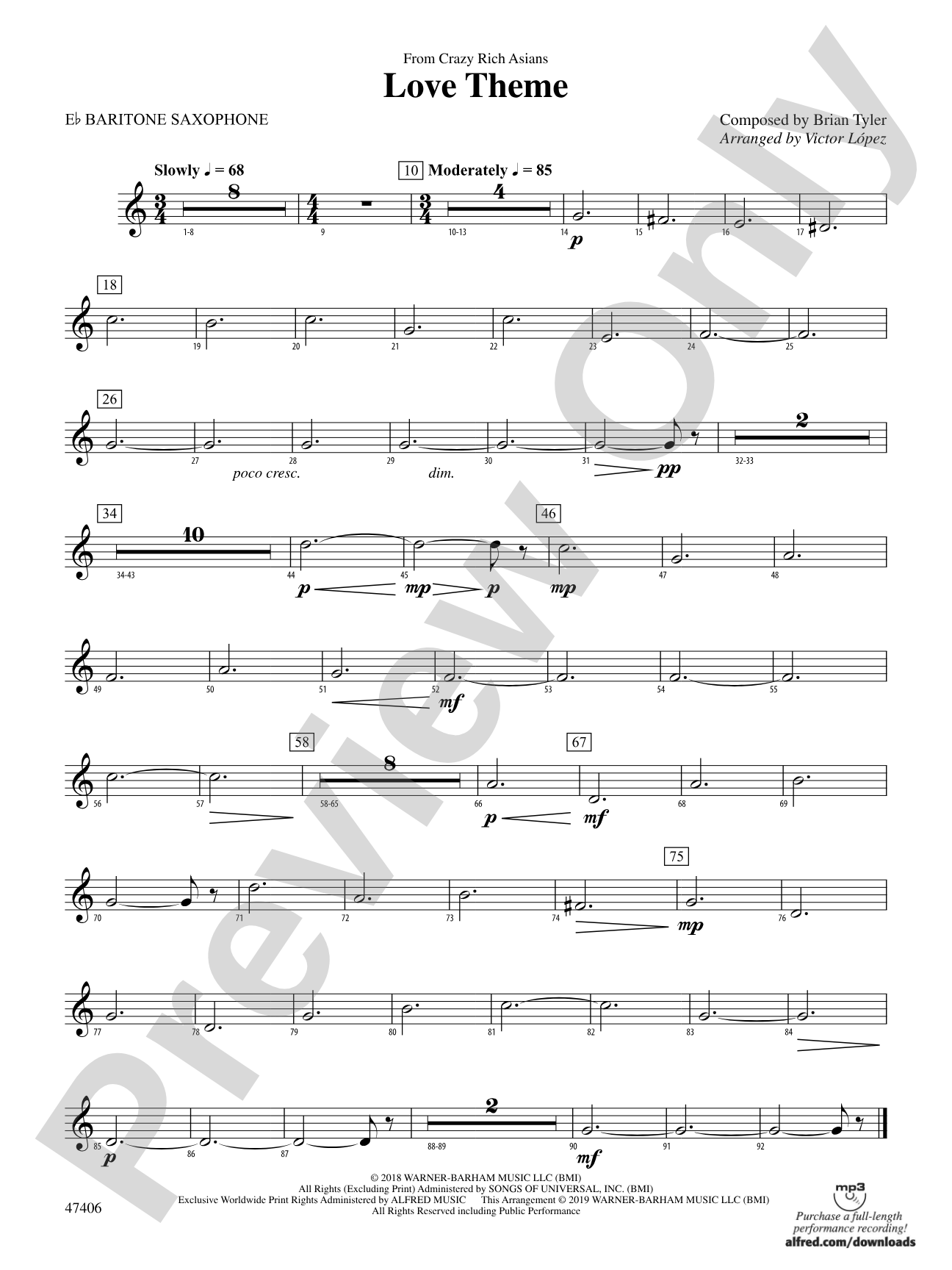 Love Theme: E-flat Baritone Saxophone