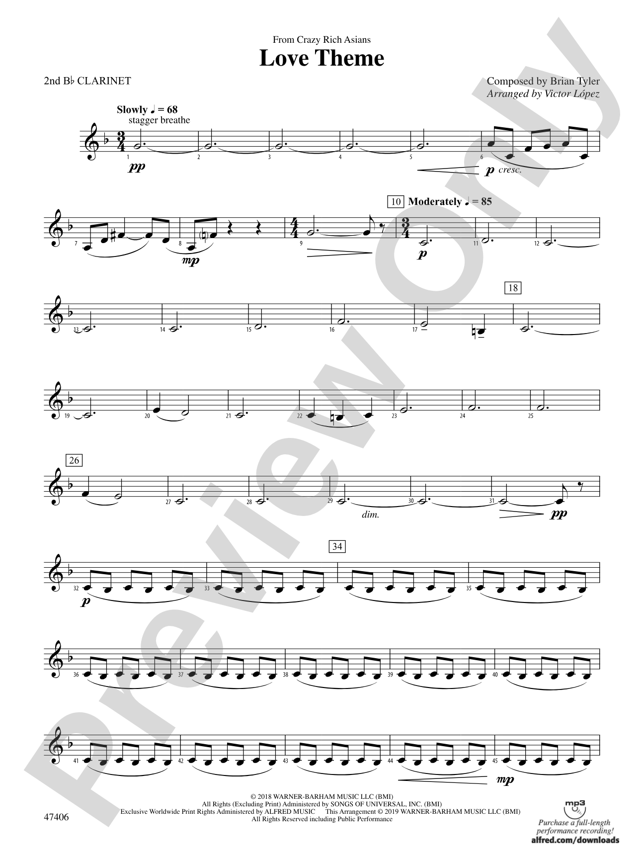 Love Theme: 2nd B-flat Clarinet