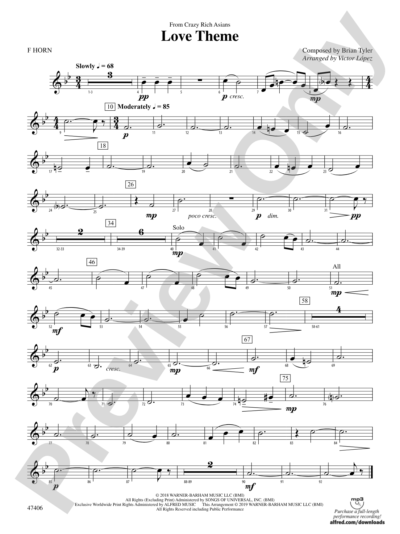Love Theme: 1st F Horn