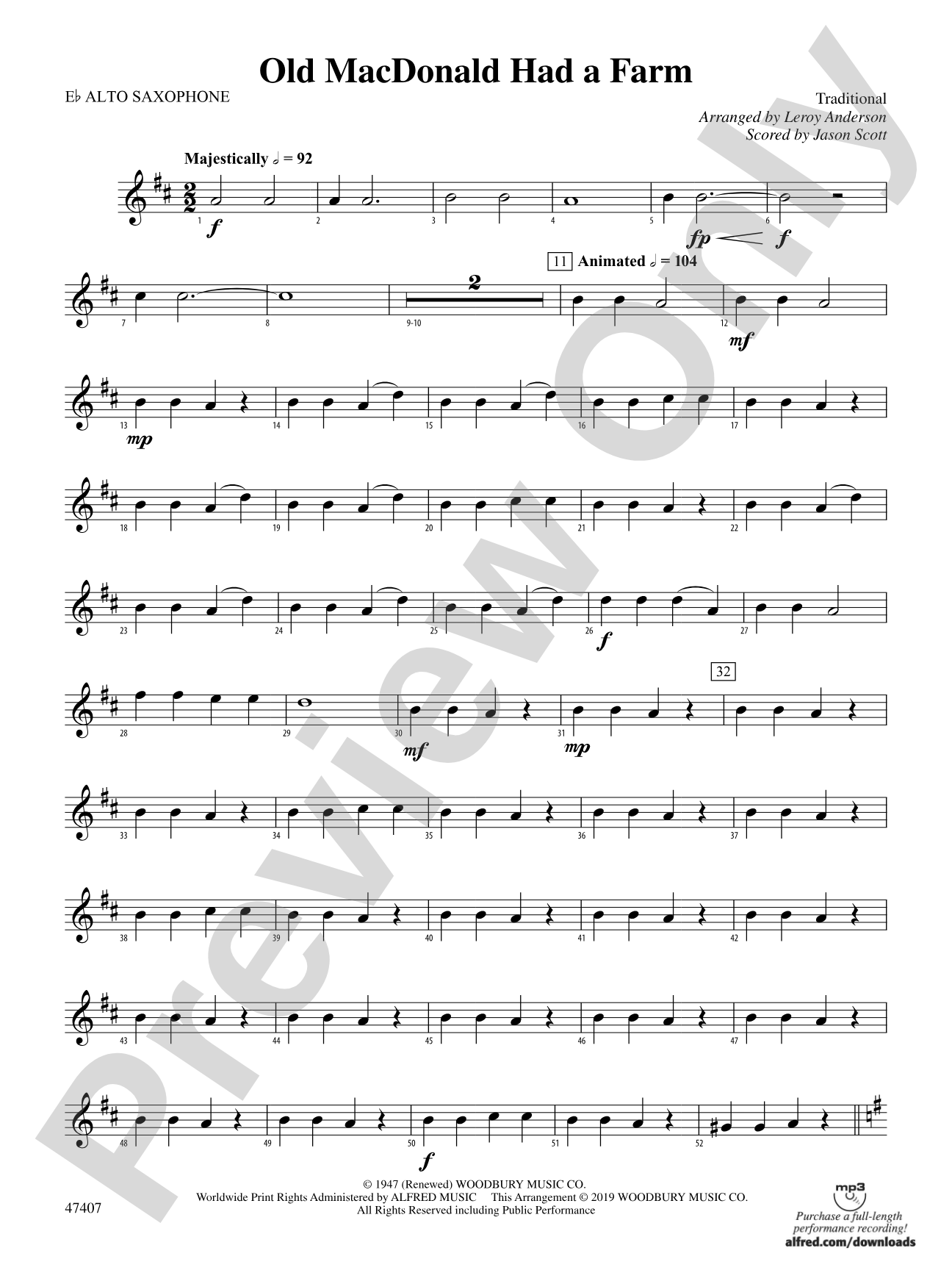 Old MacDonald Had a Farm: E-flat Alto Saxophone