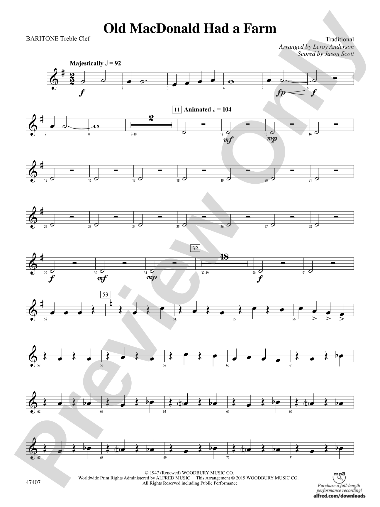 Old MacDonald Had a Farm: Baritone T.C.