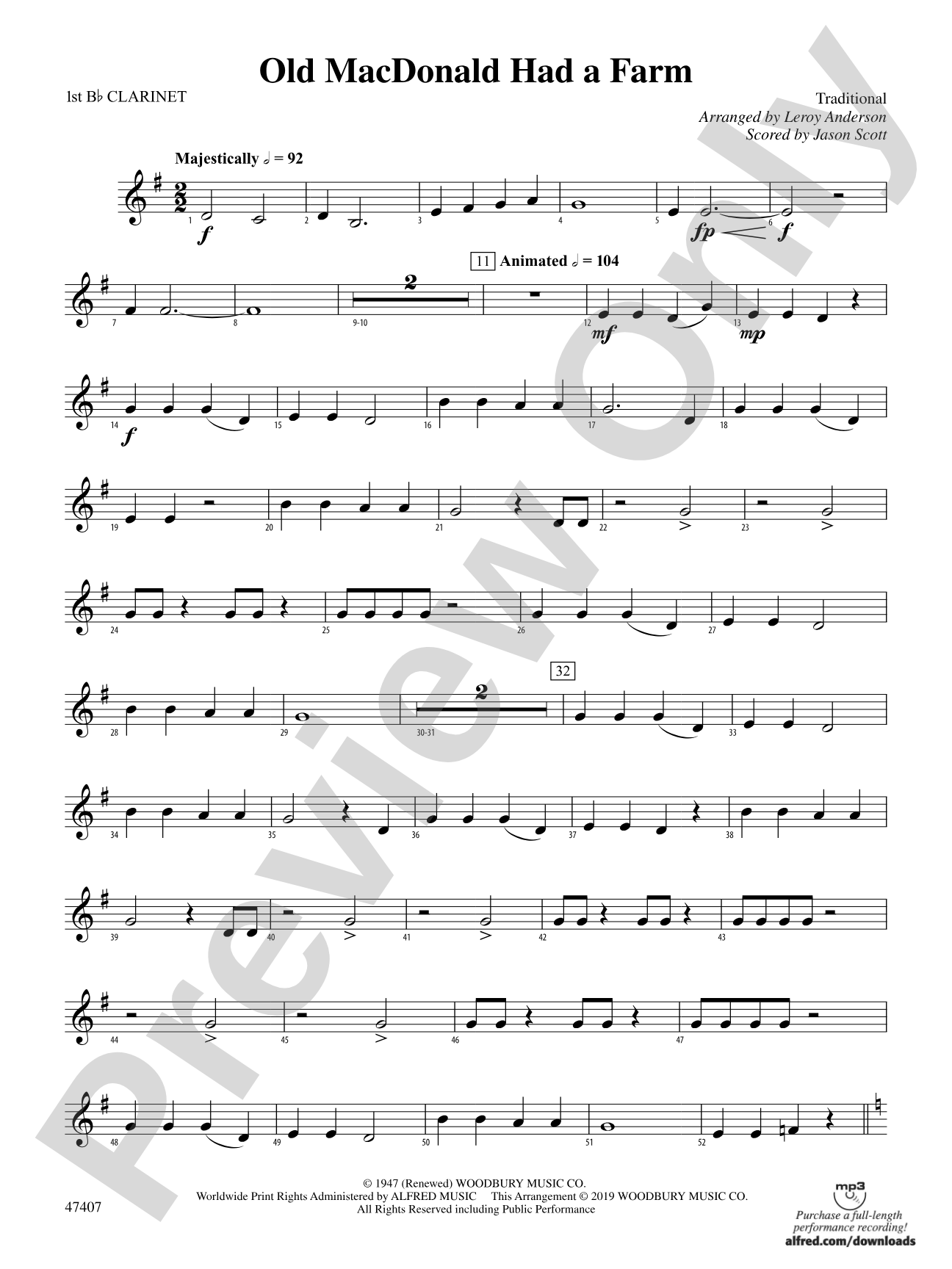 Old MacDonald Had a Farm: 1st B-flat Clarinet