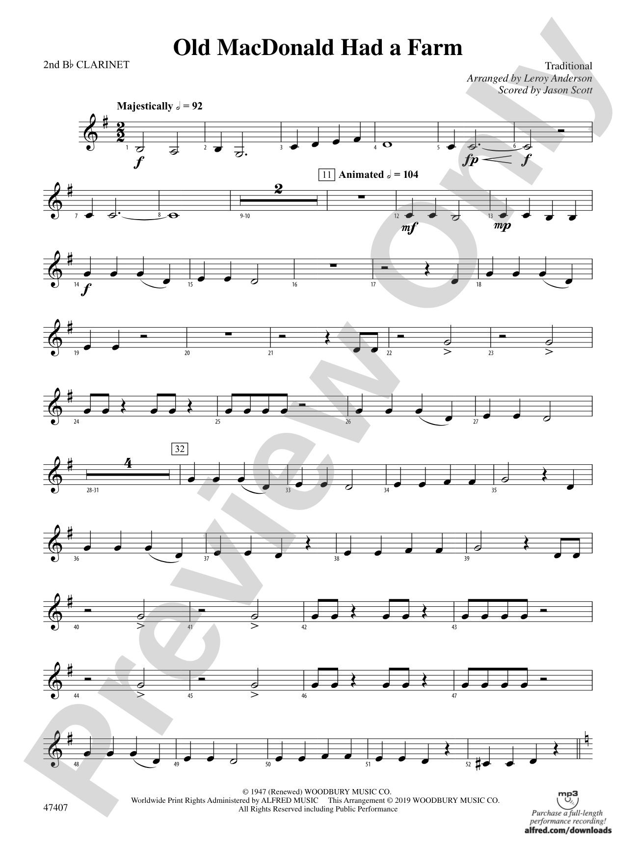 Old MacDonald Had a Farm: 2nd B-flat Clarinet