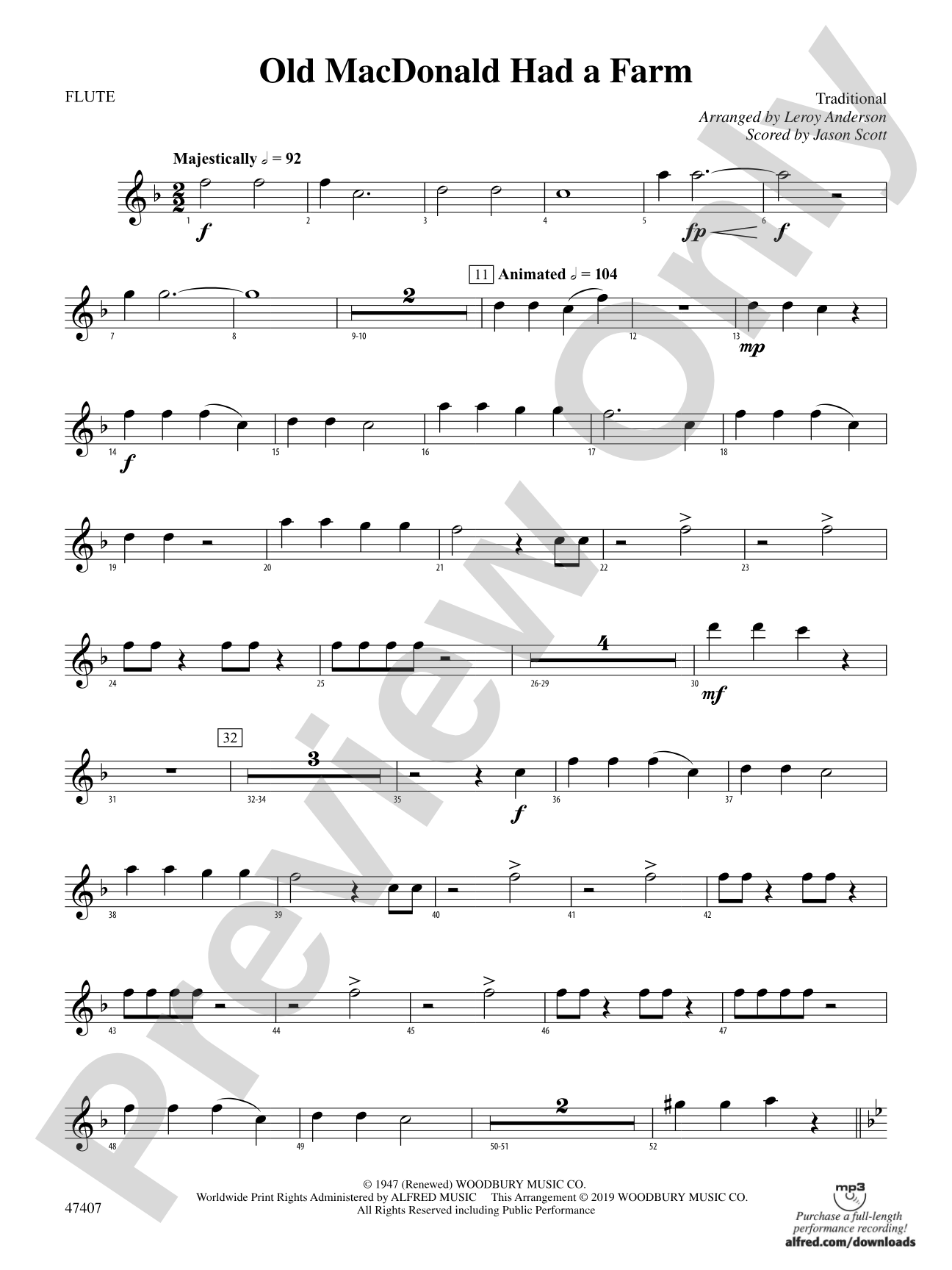 Old MacDonald Had a Farm: Flute