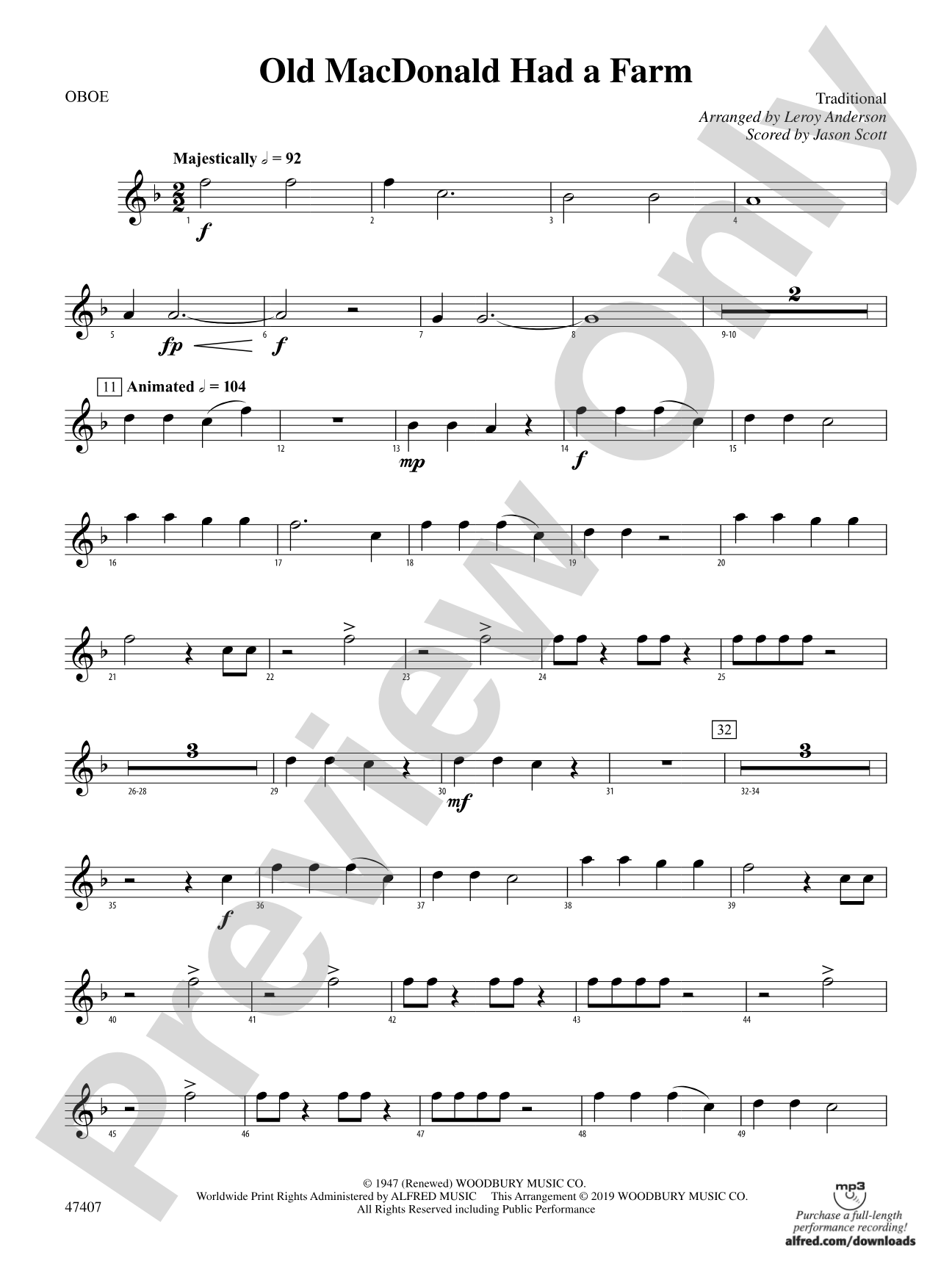 Old MacDonald Had a Farm: Oboe