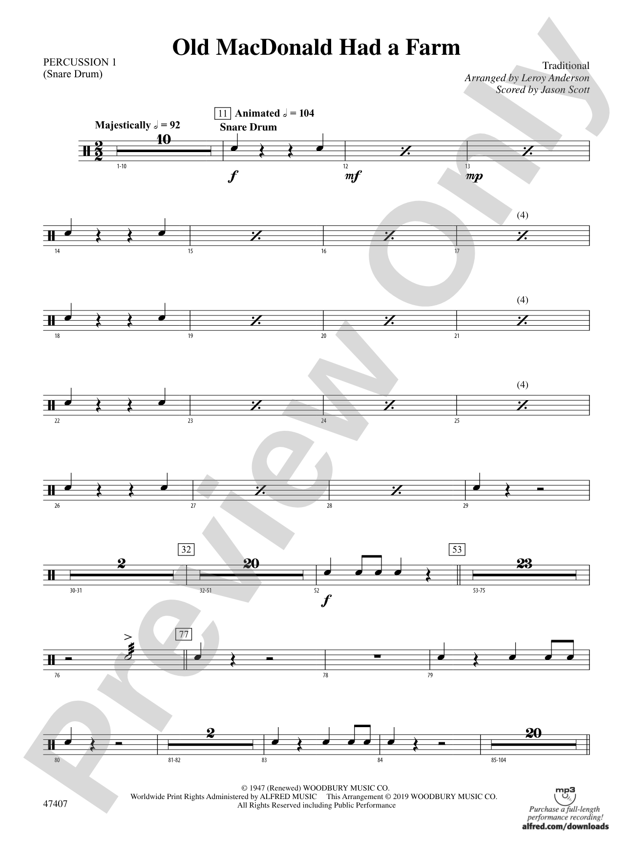 Old MacDonald Had a Farm: 1st Percussion