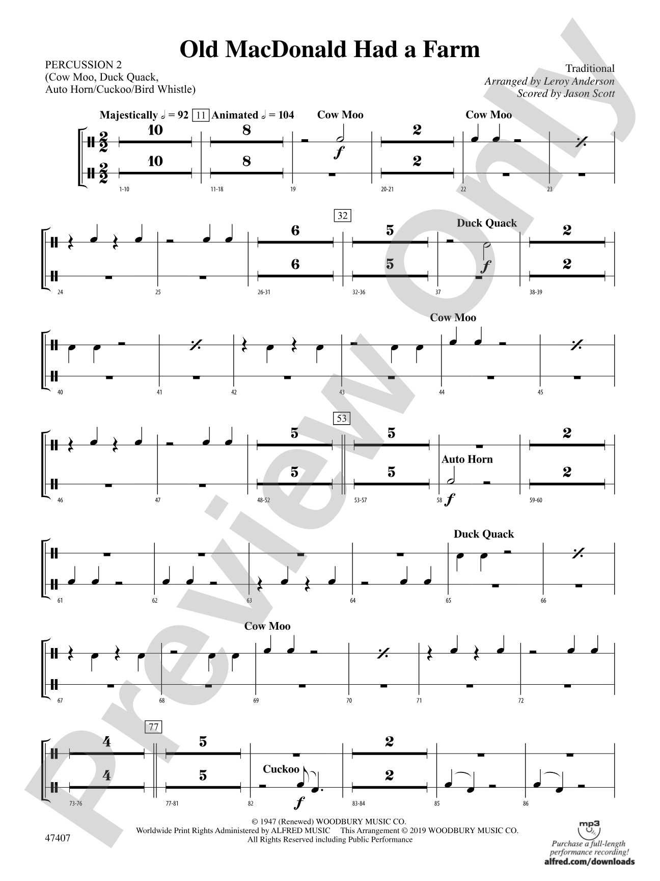 Old MacDonald Had a Farm: 2nd Percussion