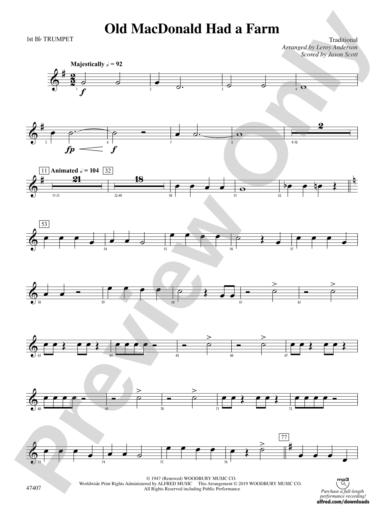 Old MacDonald Had a Farm: 1st B-flat Trumpet