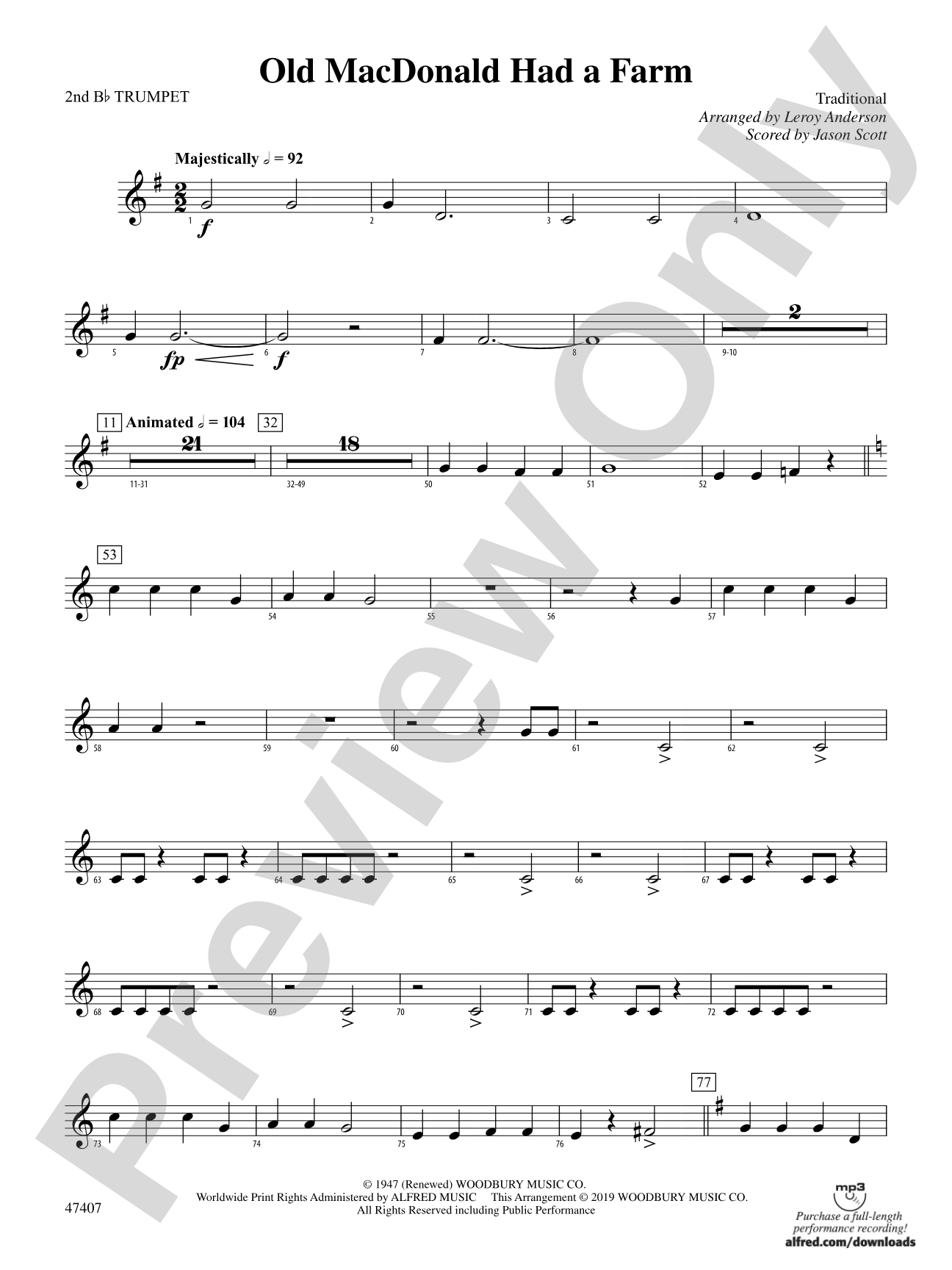 Old MacDonald Had a Farm: 2nd B-flat Trumpet