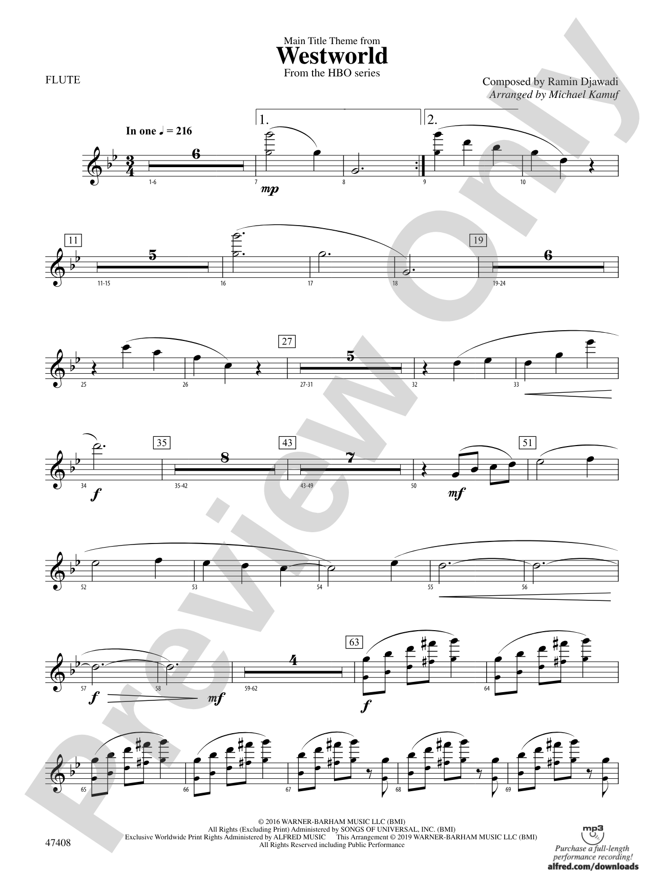 Main Title Theme from Westworld: Flute