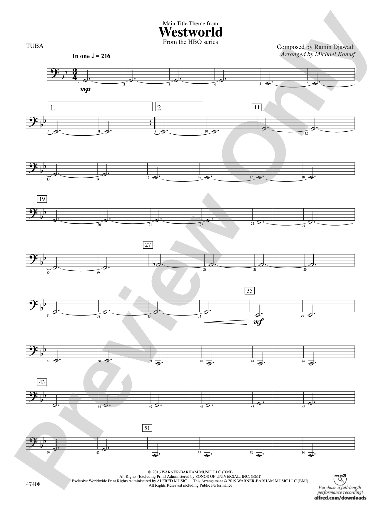 Main Title Theme from Westworld: Tuba