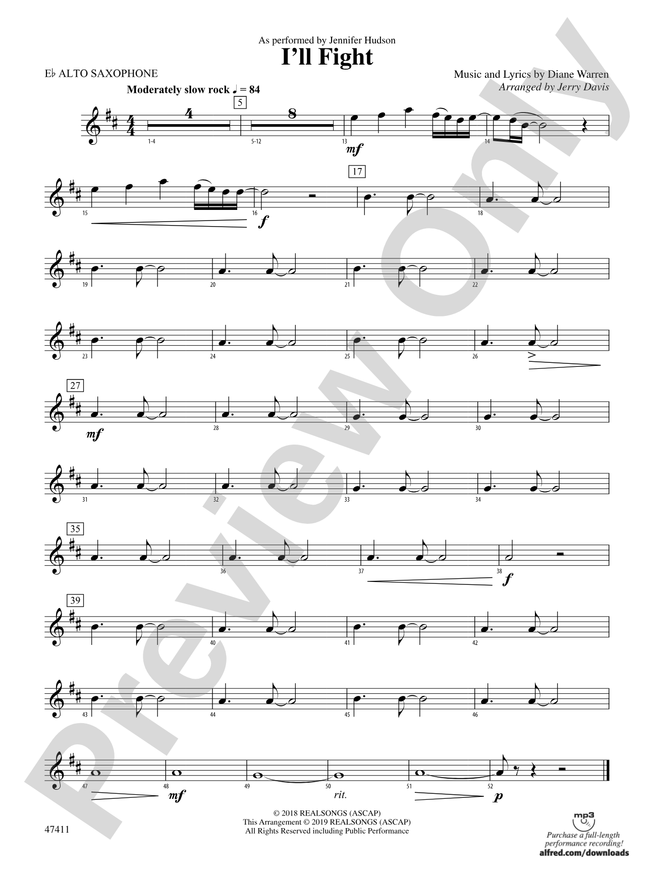 I'll Fight: E-flat Alto Saxophone