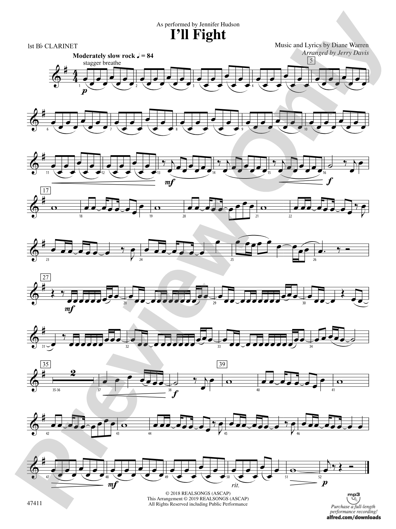 I'll Fight: 1st B-flat Clarinet