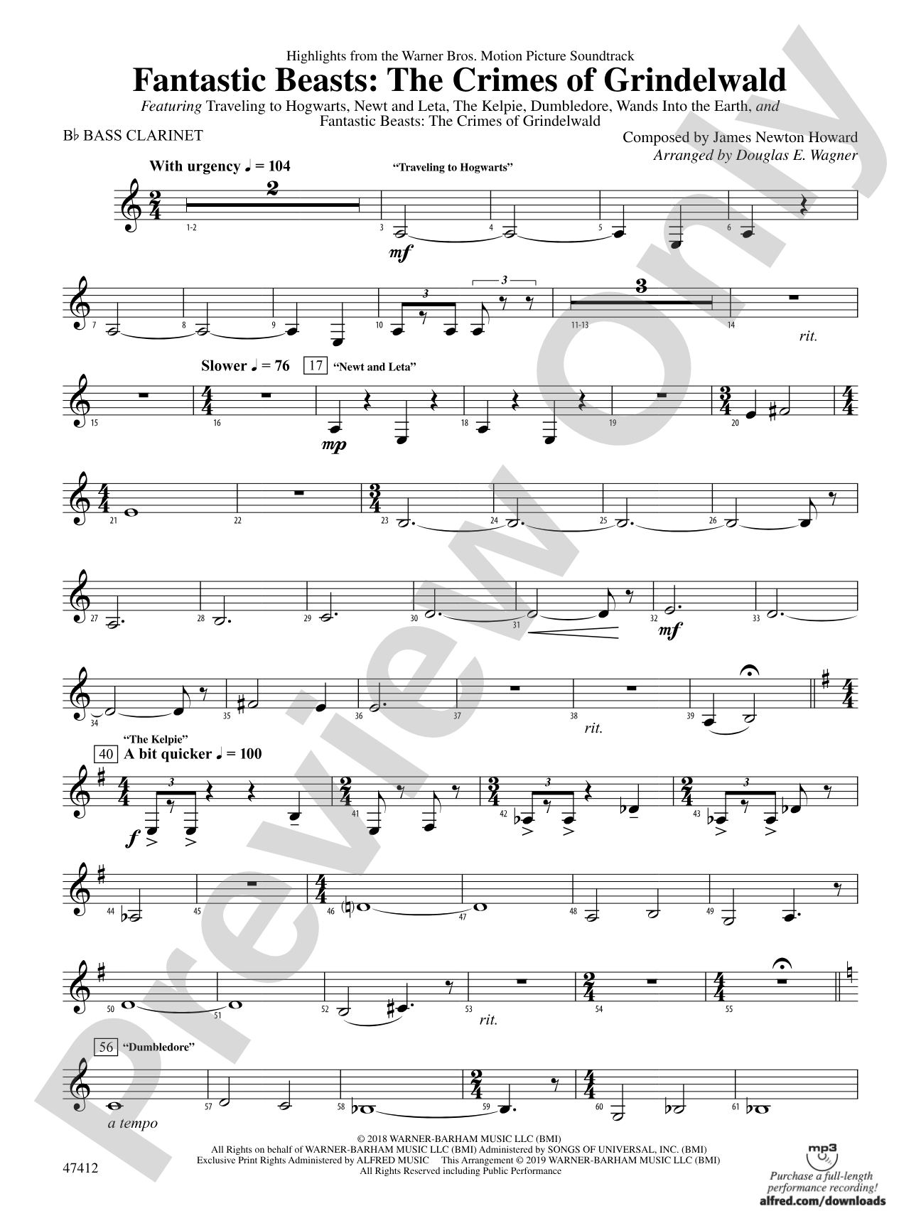 Fantastic Beasts: The Crimes of Grindelwald: B-flat Bass Clarinet