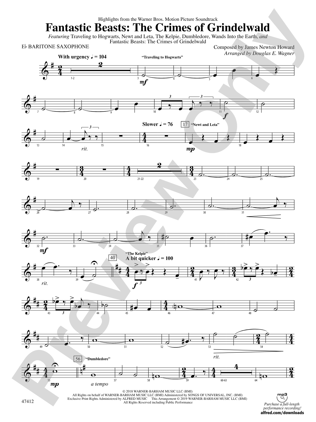 Fantastic Beasts: The Crimes of Grindelwald: E-flat Baritone Saxophone