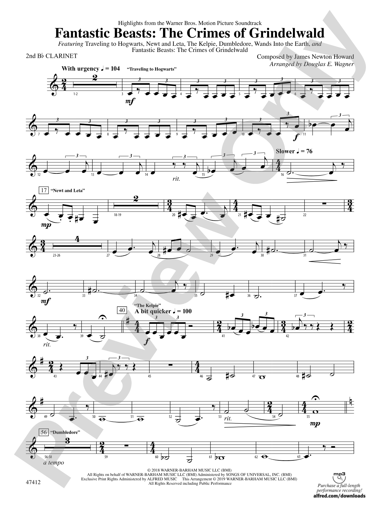 Fantastic Beasts: The Crimes of Grindelwald: 2nd B-flat Clarinet
