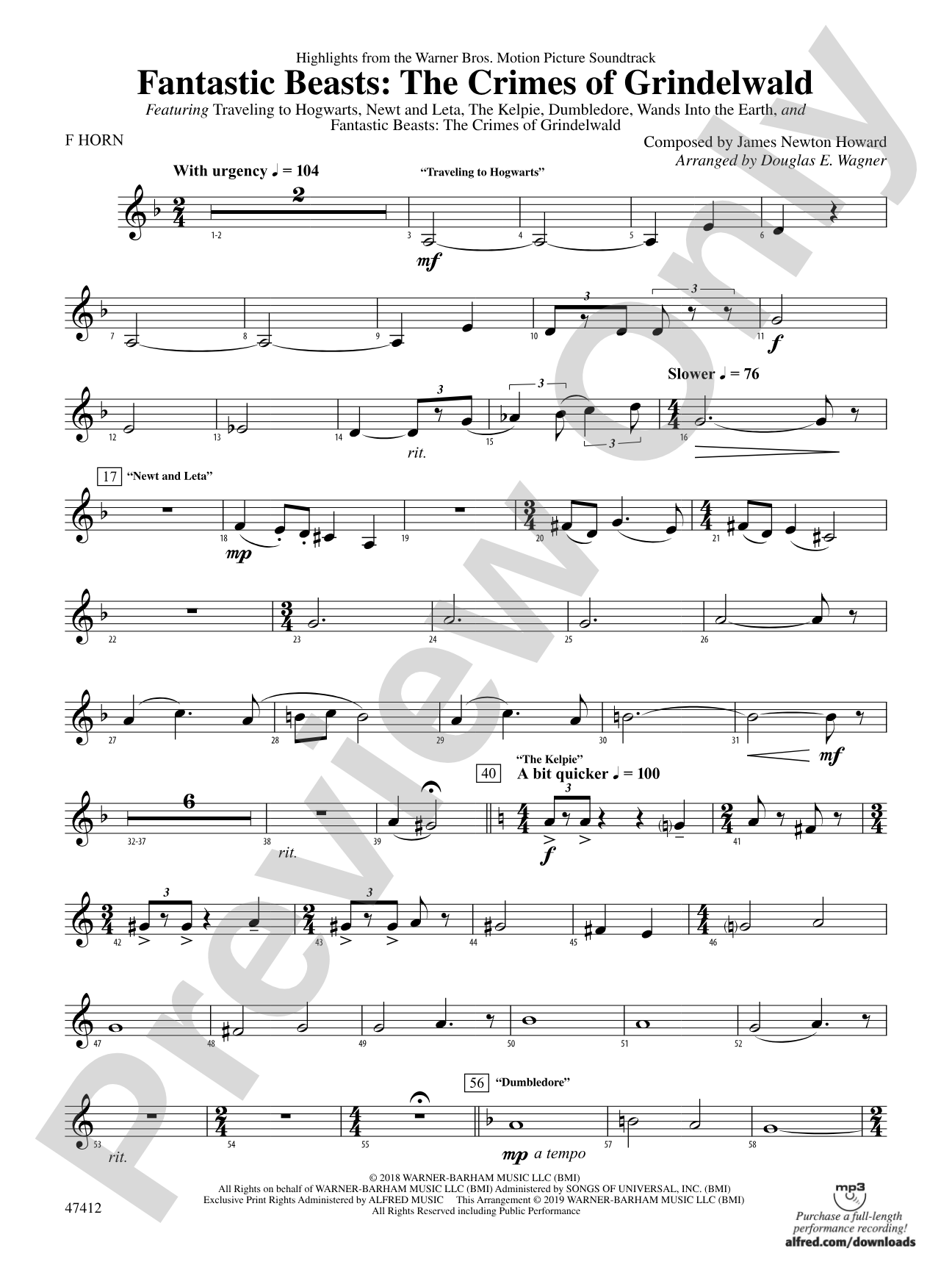 Fantastic Beasts: The Crimes of Grindelwald: 1st F Horn