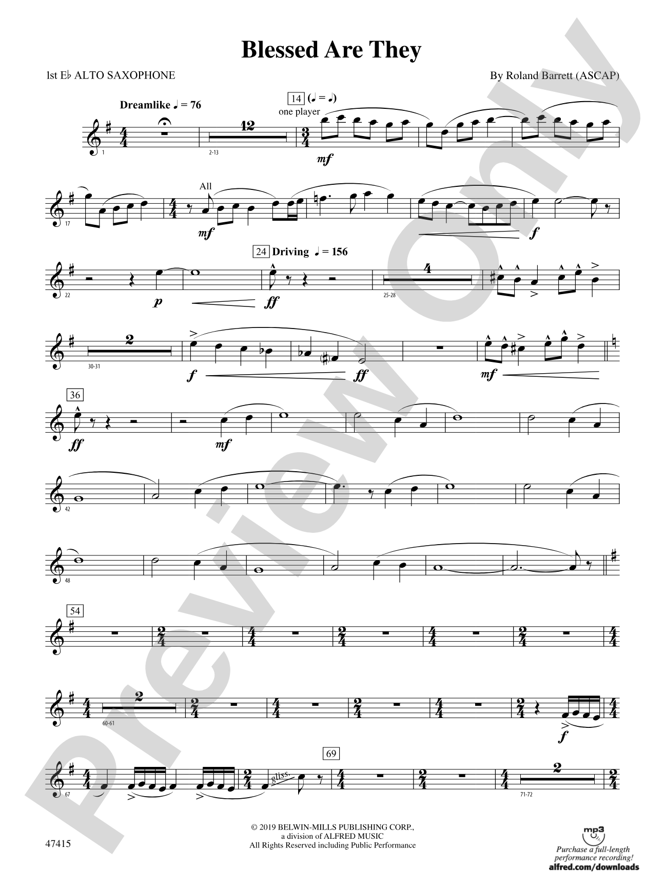 Blessed Are They: E-flat Alto Saxophone