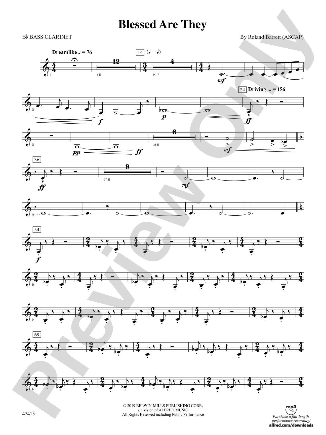 Blessed Are They: B-flat Bass Clarinet